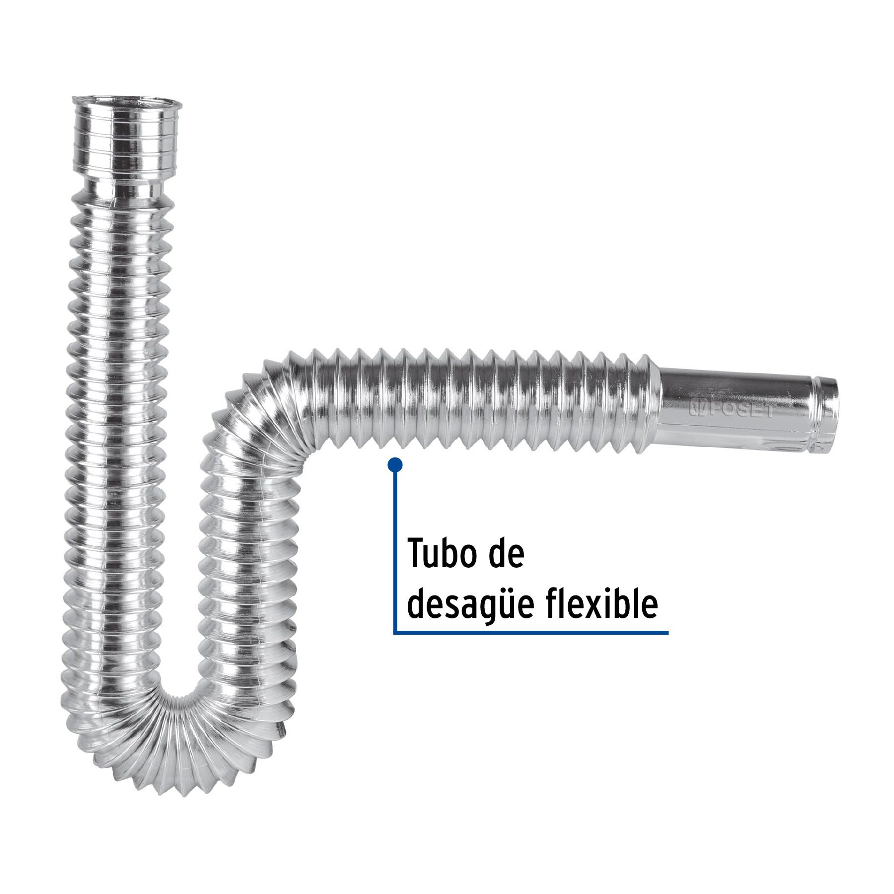 Cespol Flexible Tipo "P" para Lavabo o Fregadero Extra Largo Cromo Foset