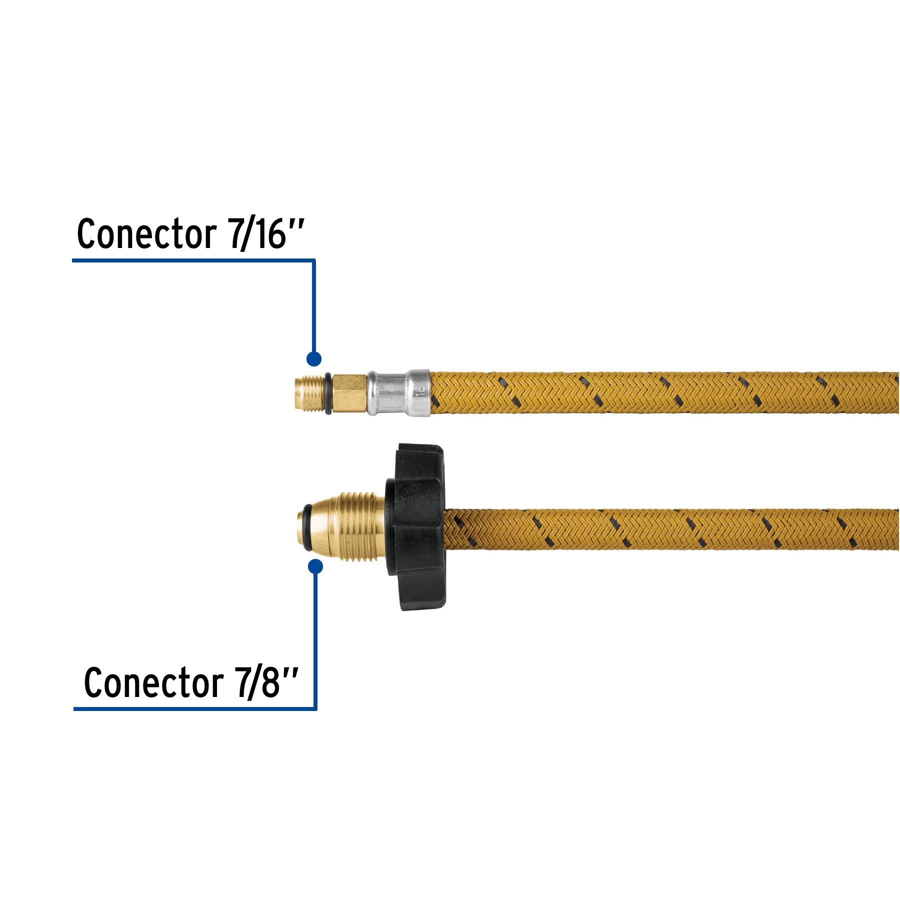Pigtail Flexible con Maneral para Regulador de 2 Vias Vinilo Reforzado Foset