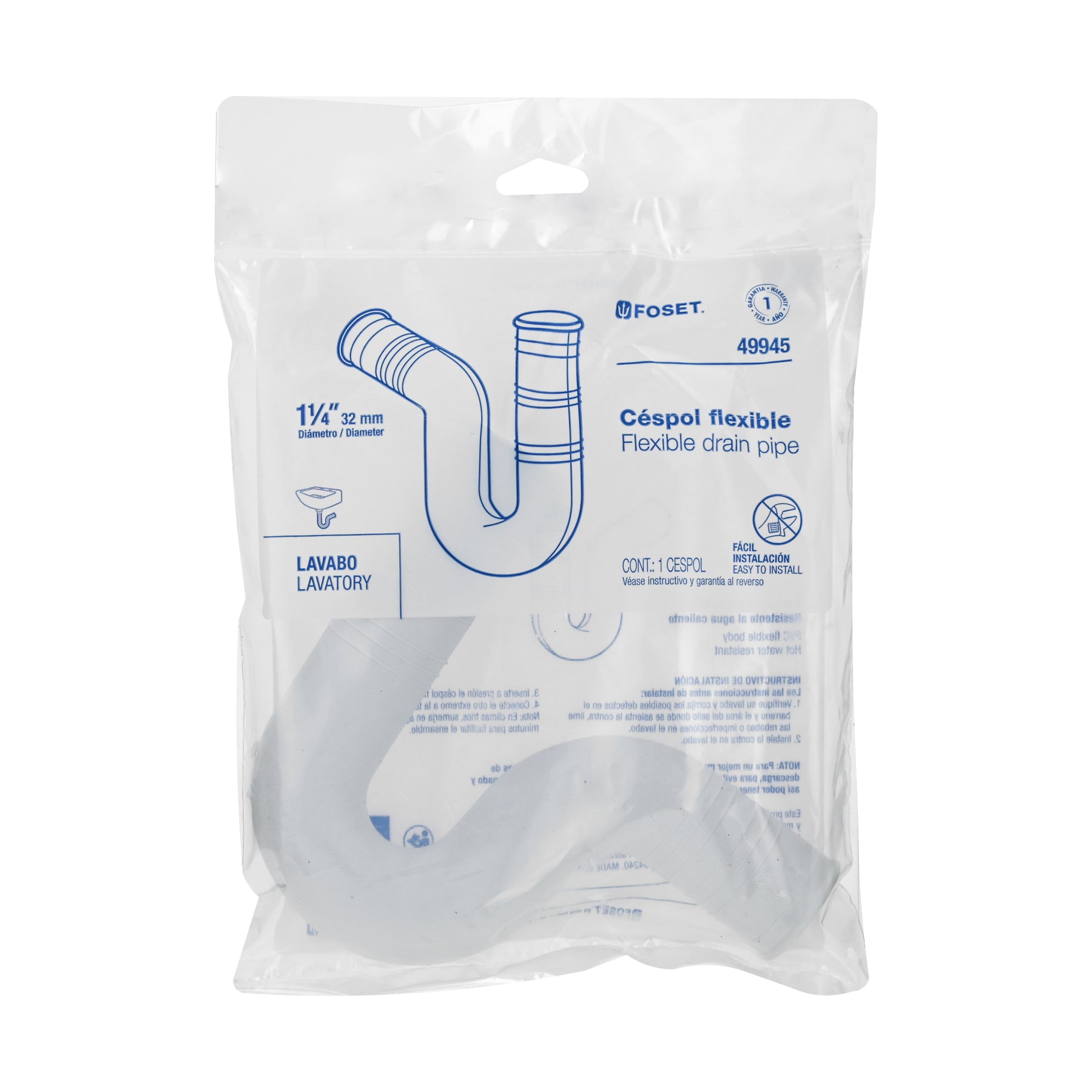 Trampa para Lavabo Flexible de PVC Foset