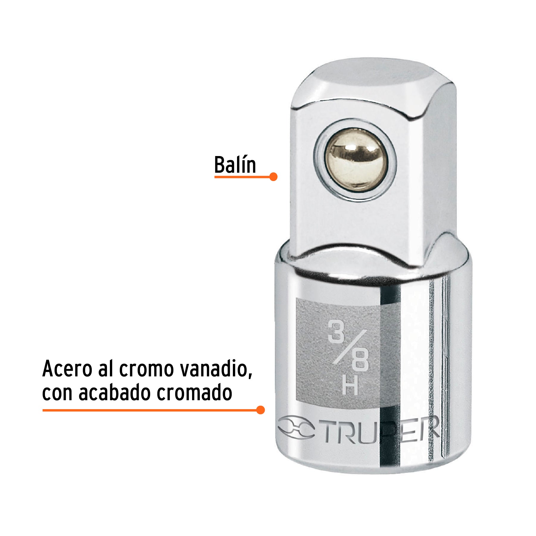 Adaptador para Matraca Cuadro 3/8" a Cuadro 1/2" Truper