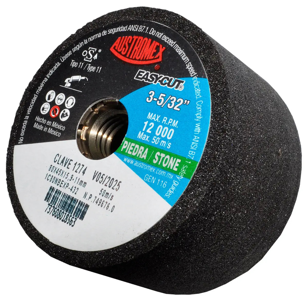 Copa Abrasiva Easy Cut 3"5/32 Austromex Eje 5/8-11H Grano 80