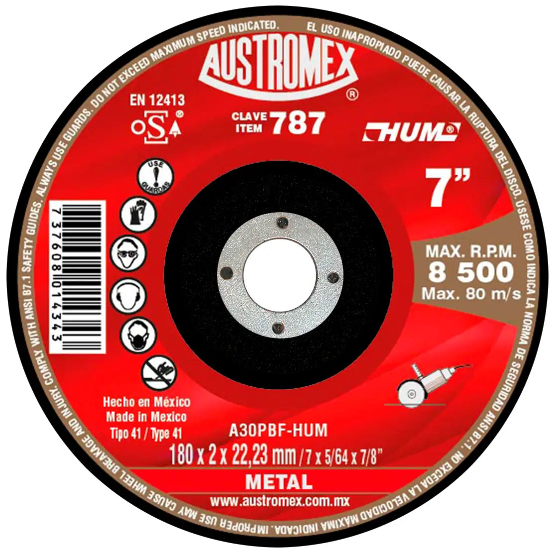 Disco Corte de Metal 7" HUM 787 Austromex