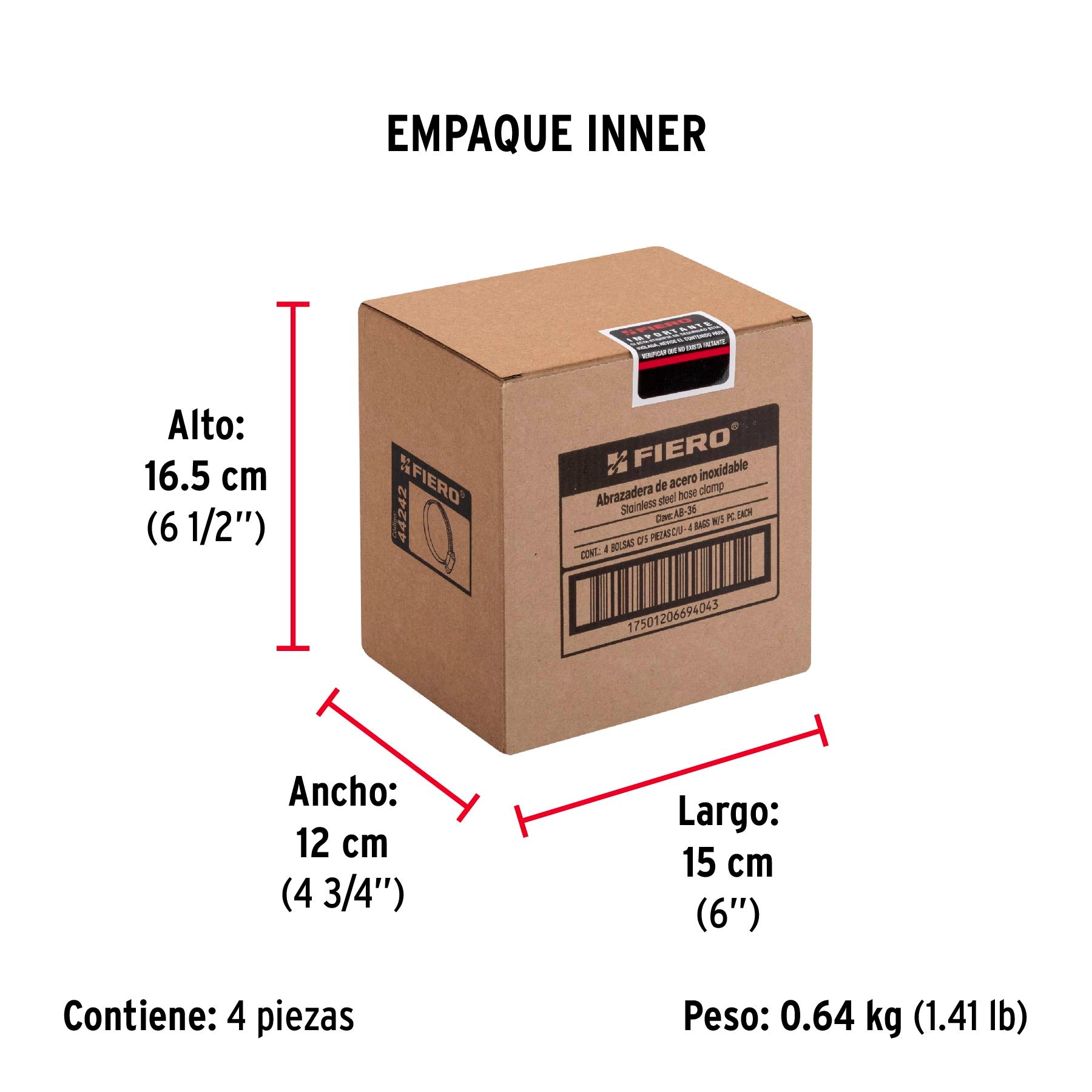 Abrazadera Sin Fin No 36 Bolsa 5 Piezas Fiero