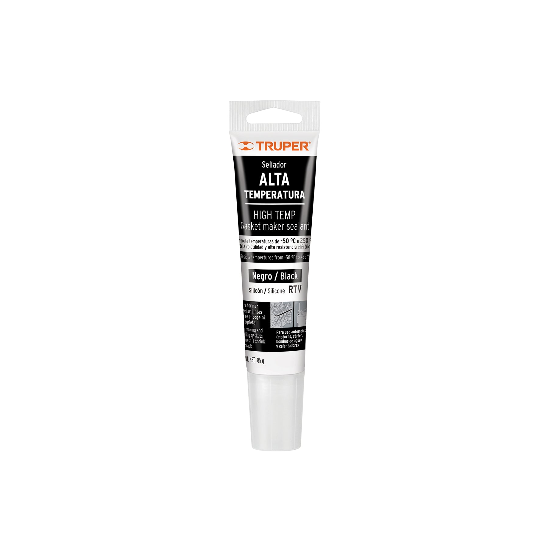 Silicon Alta Temperatura RTV Tubo 85 gms Truper Negro