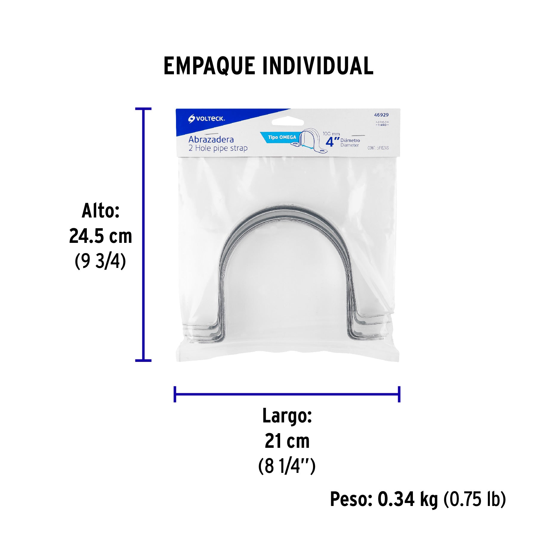 Abrazadera Omega 4" (100 mm) Volteck por Pieza