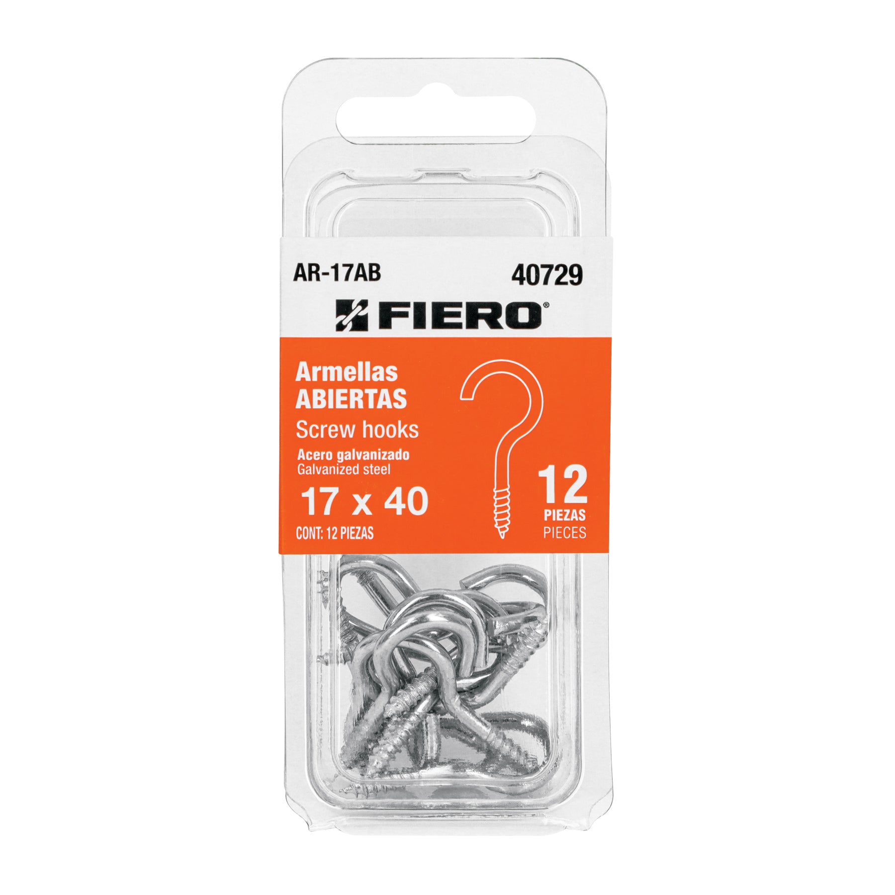 Blister con Armellas Abierta 17 x 40 Fiero 12 Piezas