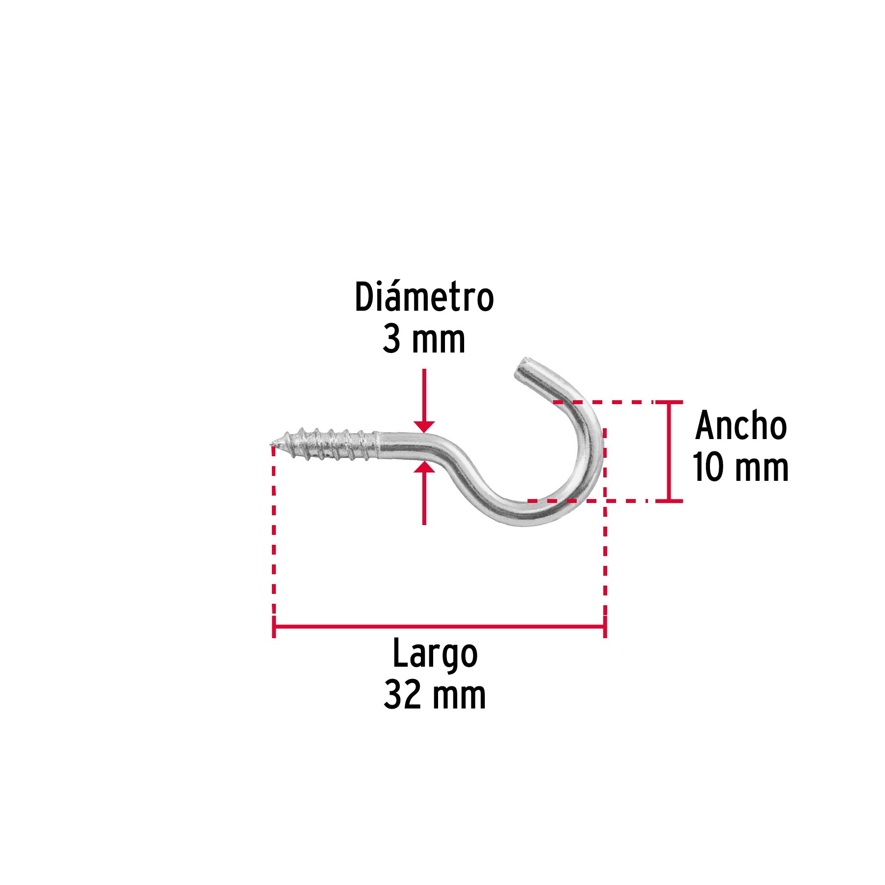 Blister con Armellas Abierta 17 x 40 Fiero 12 Piezas