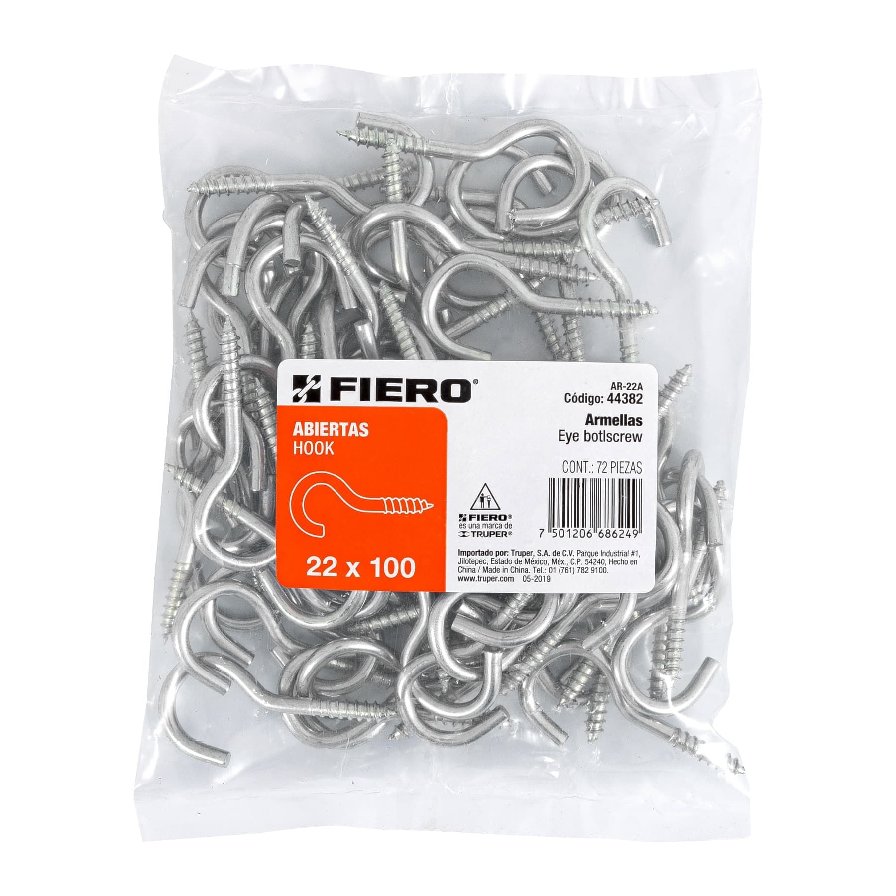 Armella Abierta 22 x 100 Fiero Bolsa 72 Piezas