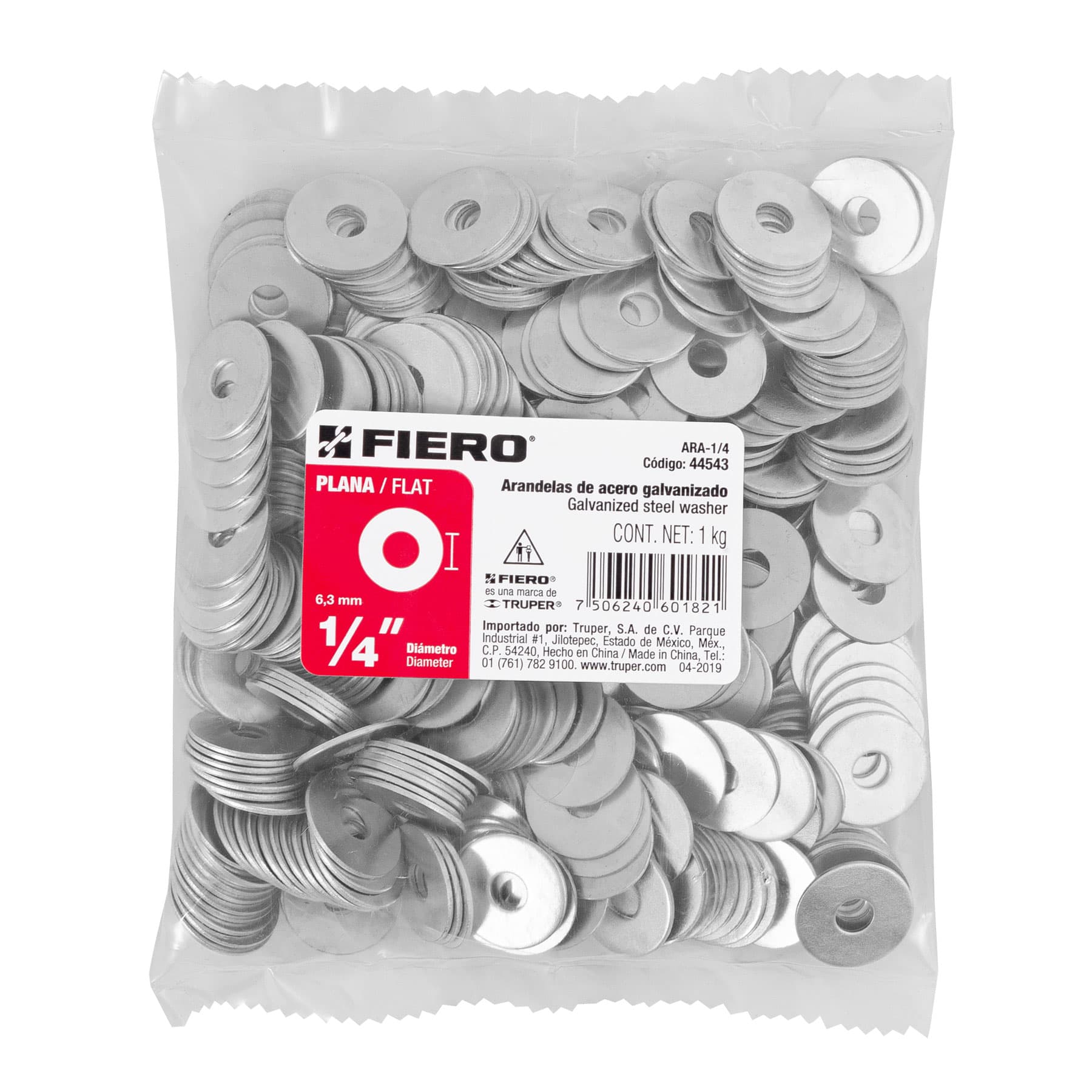 Rondana Plana 1/4" (6 mm) Bolsa 1 Kilo Fiero