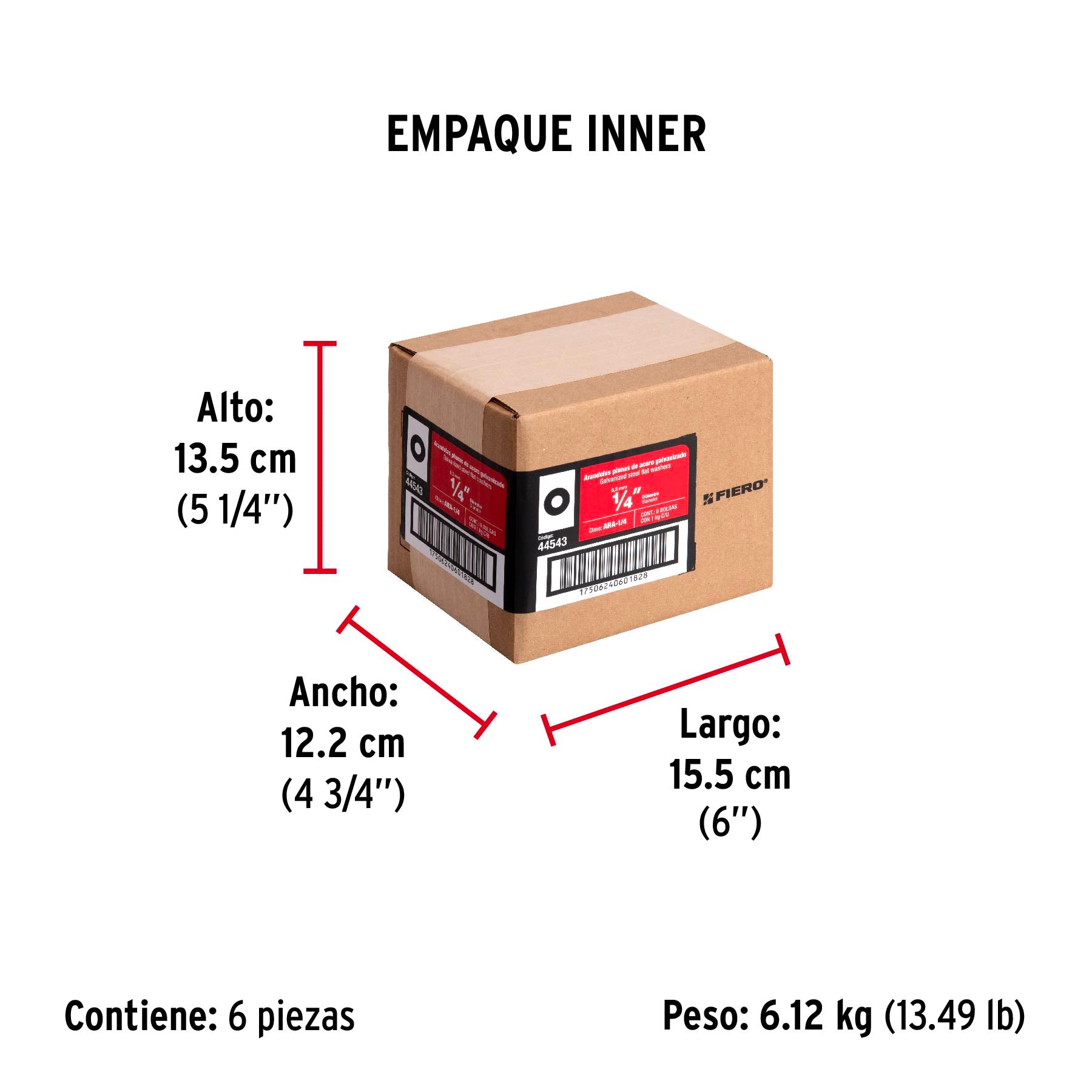 Rondana Plana 1/4" (6 mm) Bolsa 1 Kilo Fiero