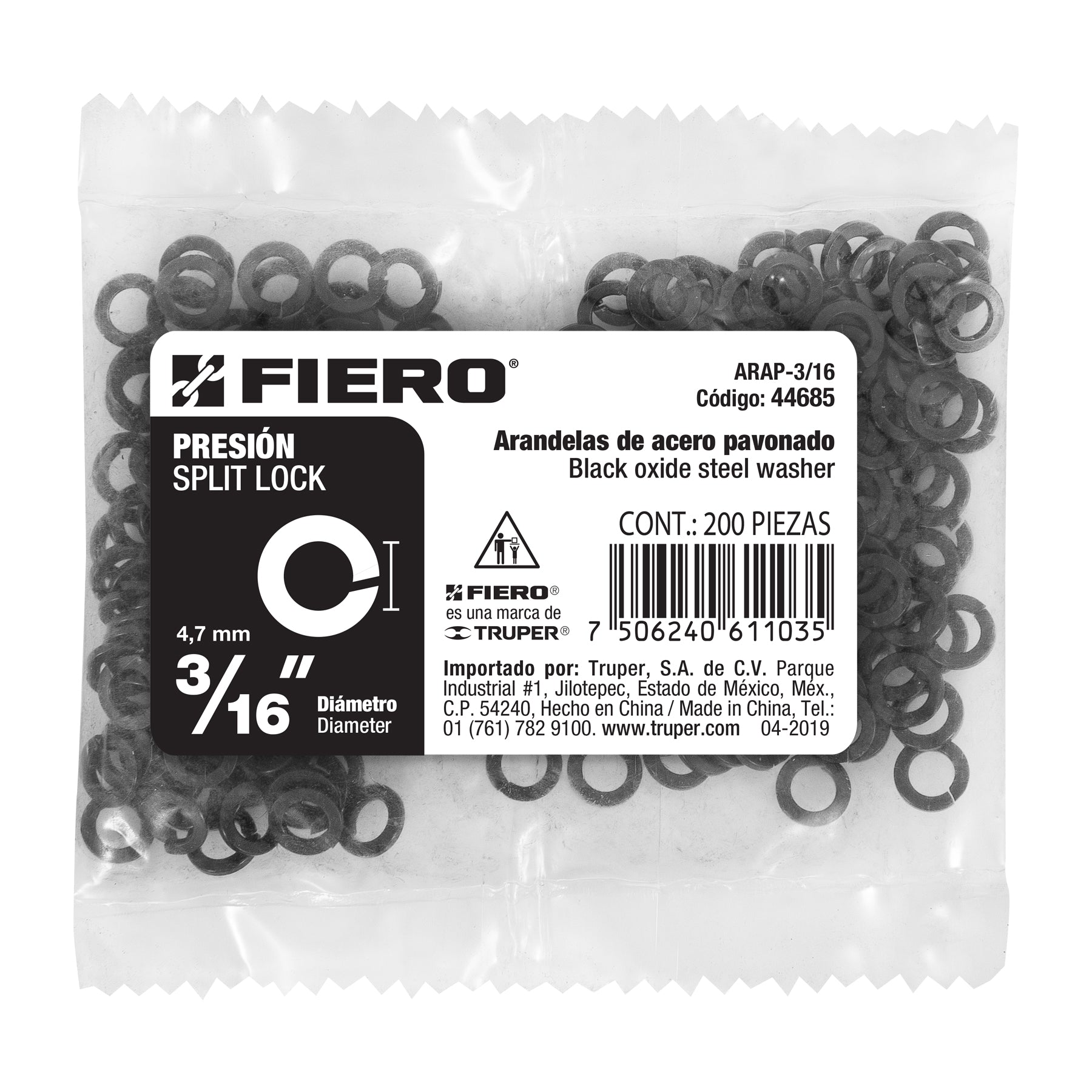 Rondana de Presion Fiero 3/16" (5 mm) Bolsa 200 Piezas