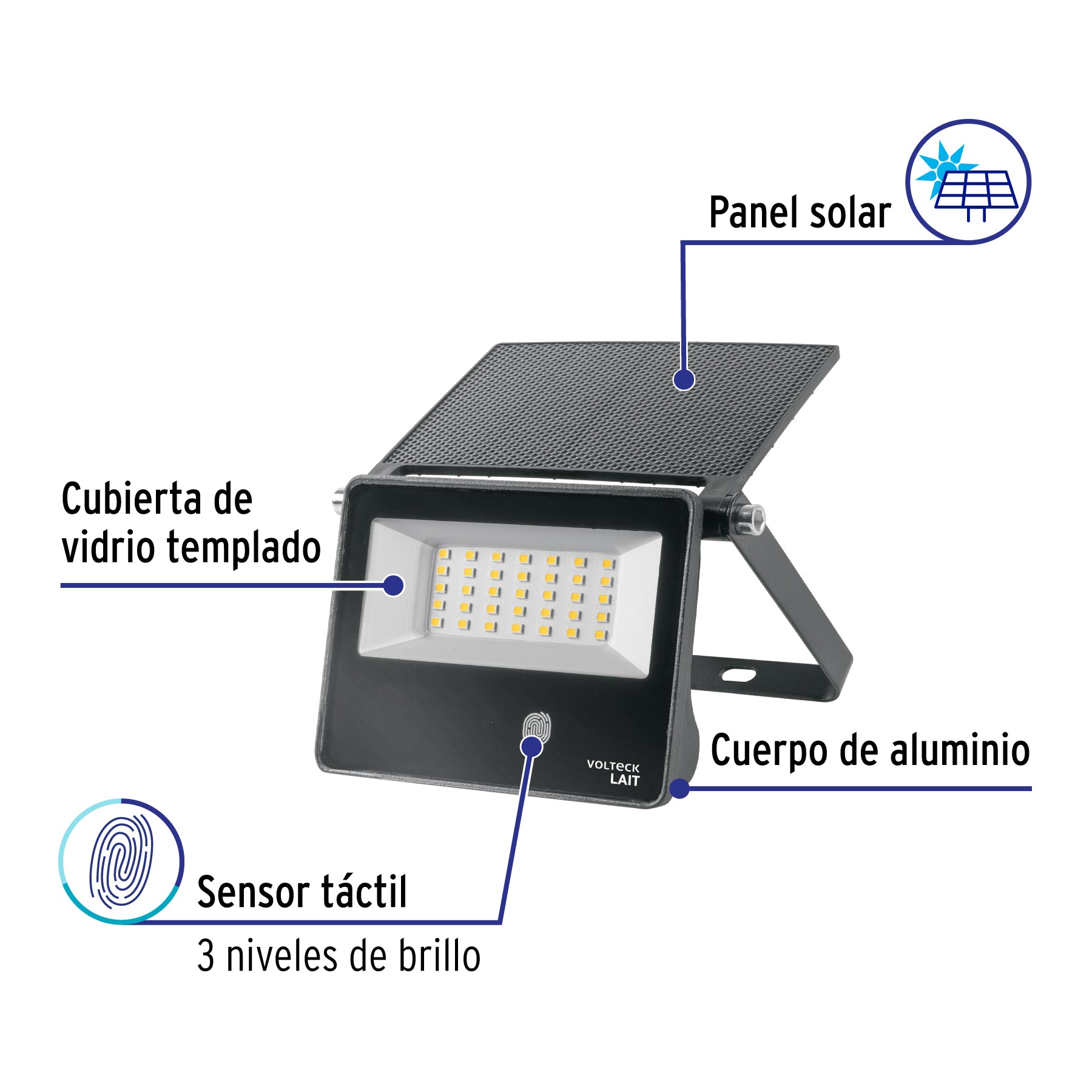 Luminario Solar LED 14 W con Sensor de Movimiento Volteck