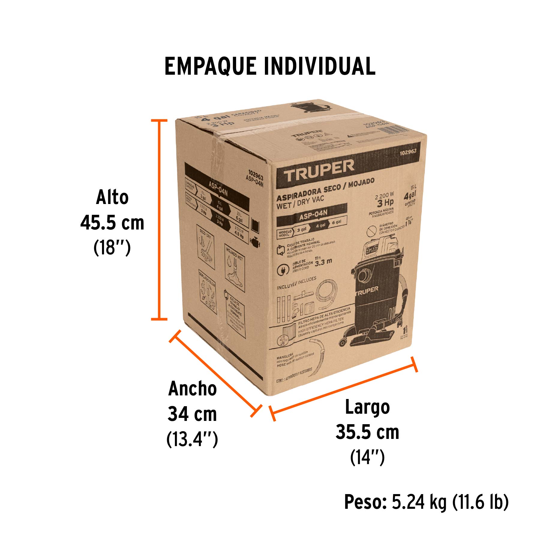 Aspiradora Plastica Solidos y Liquidos 15 Lts (4 gal) Truper
