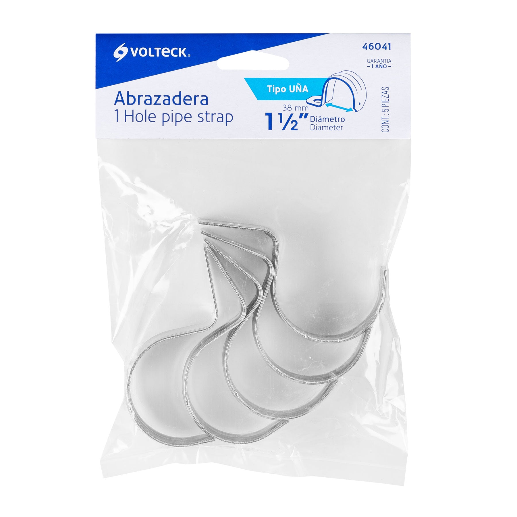 Abrazadera Uña Volteck 1"1/2 (38 mm) Bolsa 5 Piezas