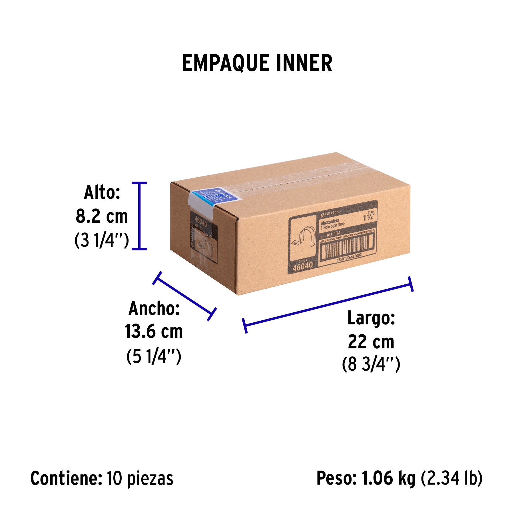 Abrazadera Uña Volteck 1"1/4 (32 mm) Bolsa 5 Piezas