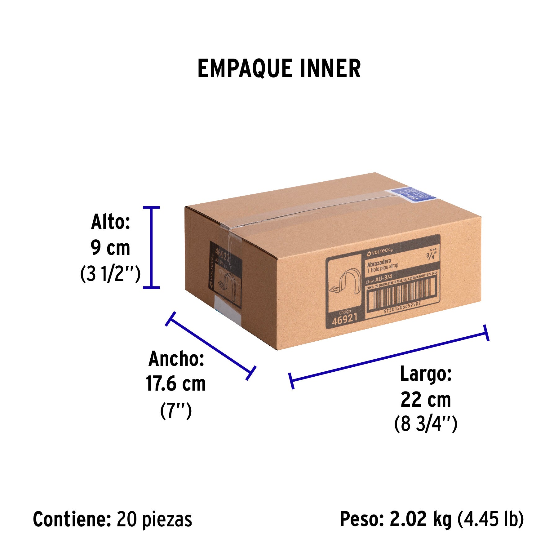Abrazadera Uña Volteck 3/4" (19 mm) Bolsa 10 Piezas