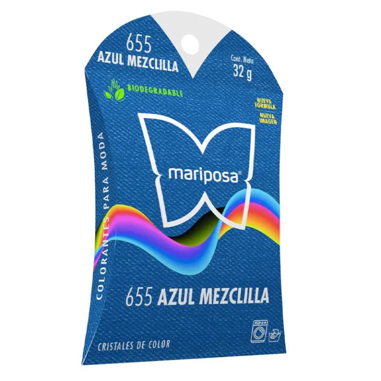 Colorante para Ropa Cristales Mariposa Azul Mezclilla 655