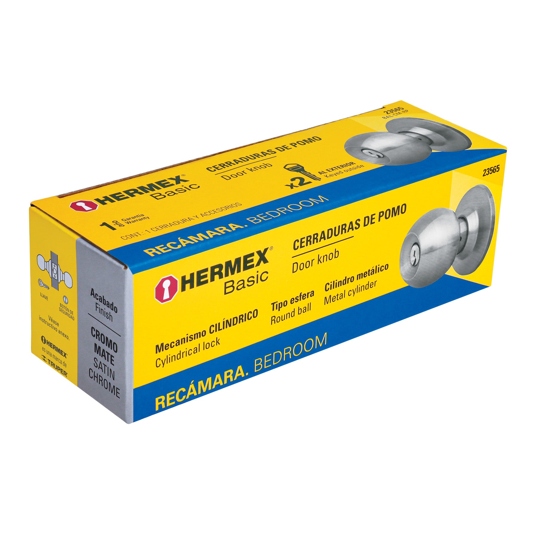 Cerradura Tipo Esfera Hermex Basic Cromo Recamara