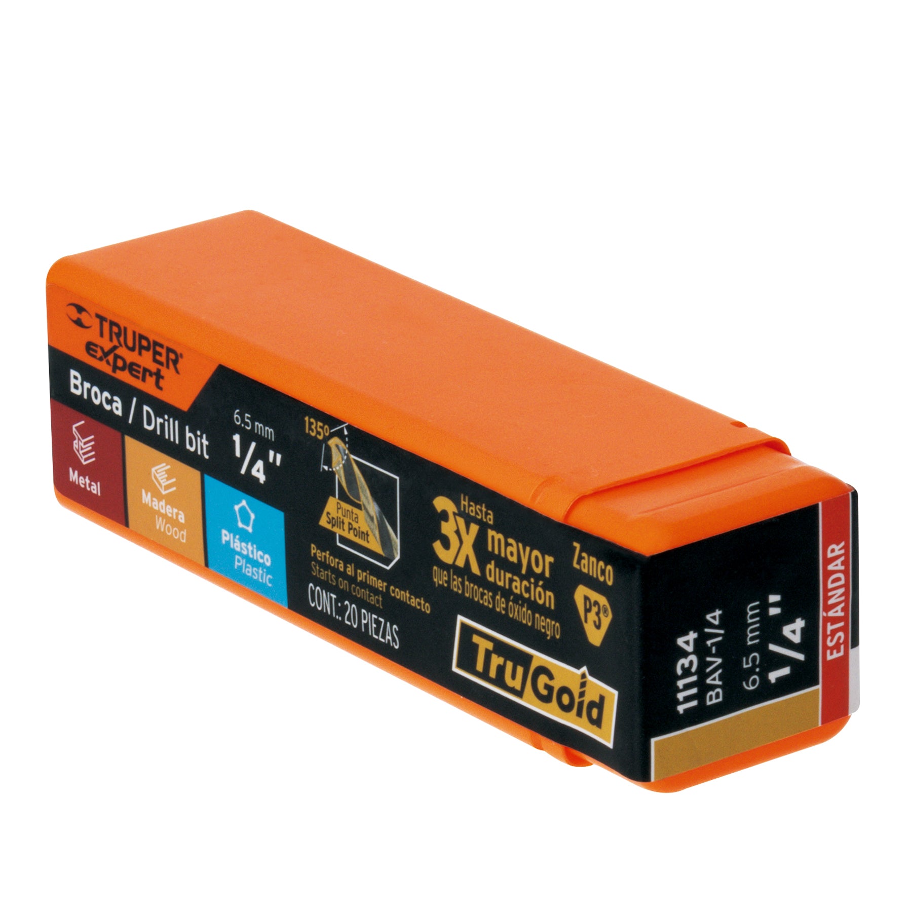 Broca de Acero M2 Alta Velocidad Truper 1/4"