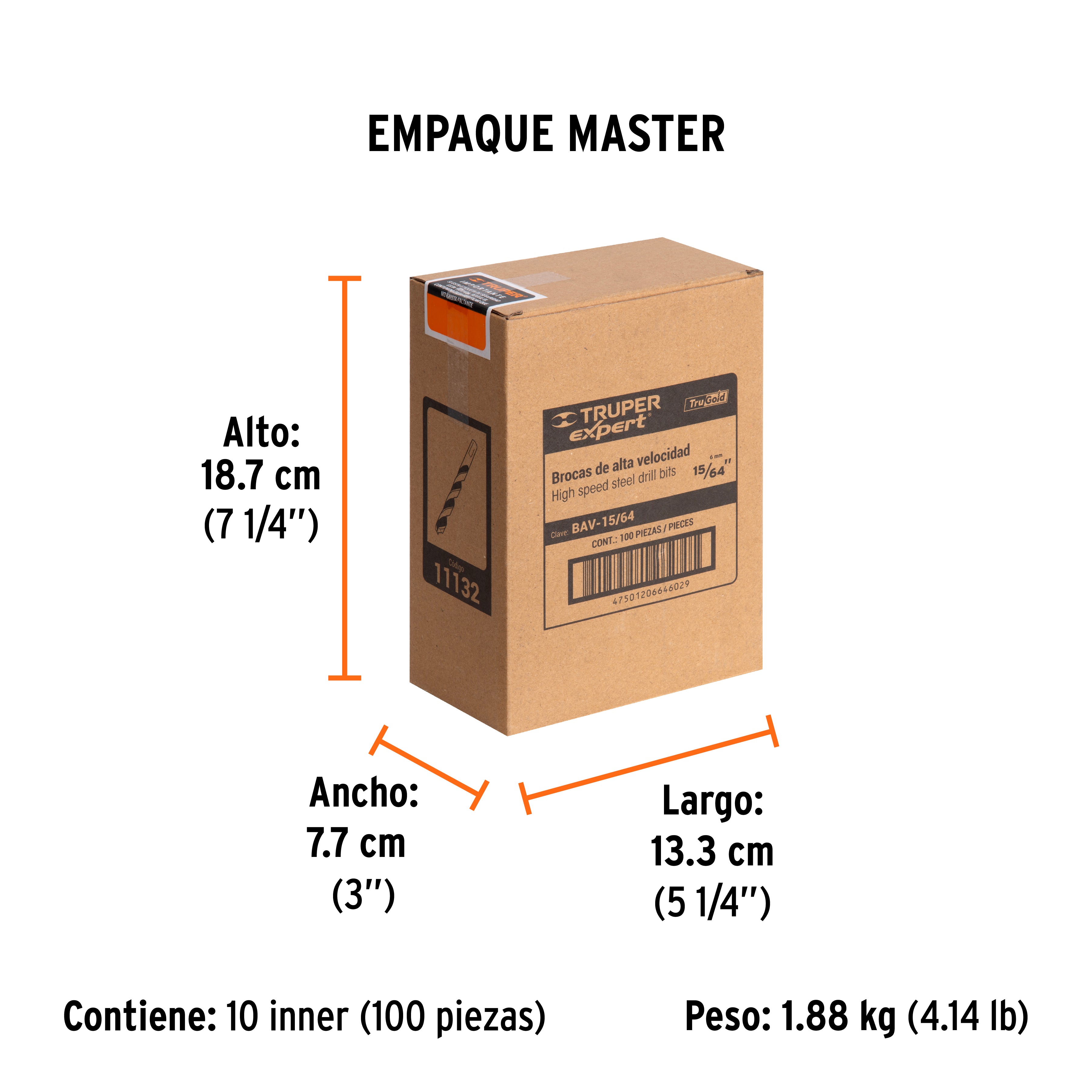 Broca de Acero M2 Alta Velocidad Truper 15/64"