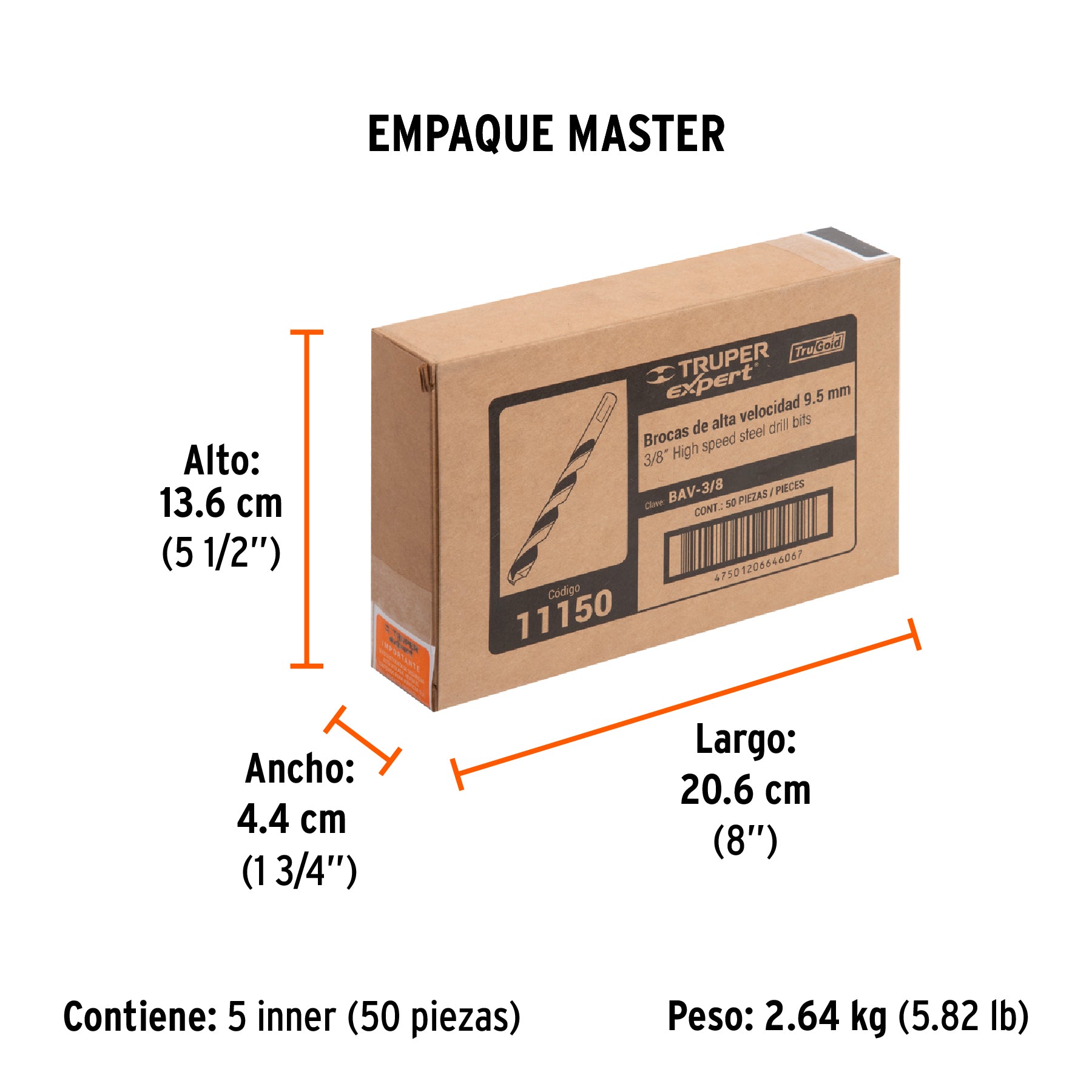 Broca de Acero M2 Alta Velocidad Truper 3/8"