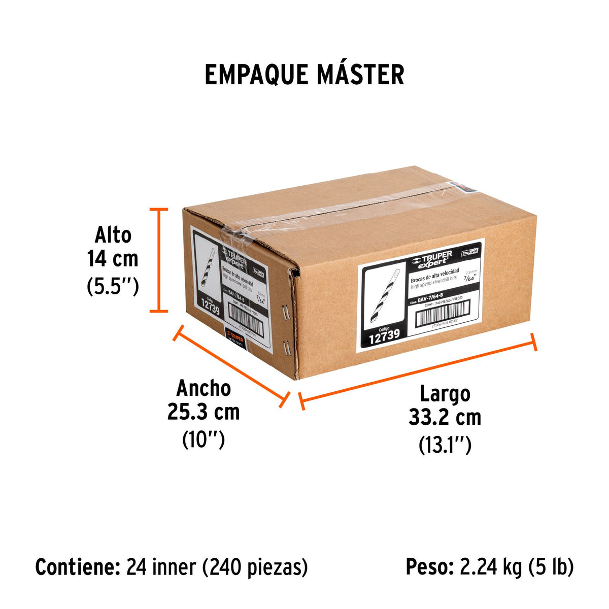 Broca de Acero M2 Alta Velocidad Truper 7/64" BLISTER