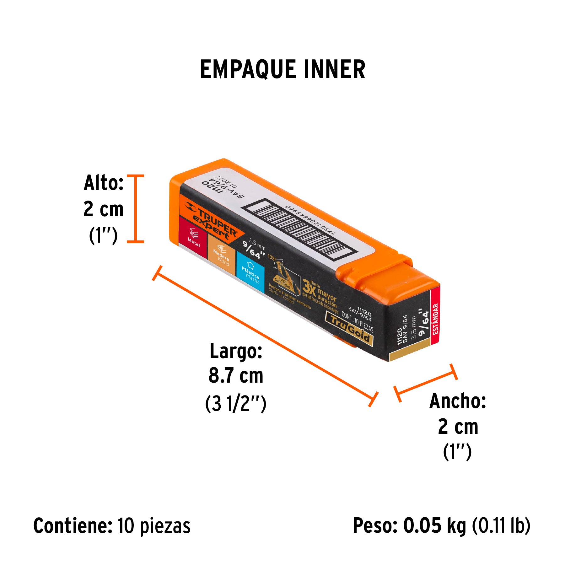 Broca de Acero M2 Alta Velocidad Truper 9/64"
