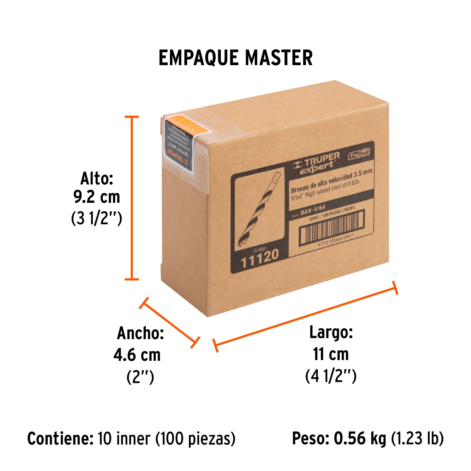 Broca de Acero M2 Alta Velocidad Truper 9/64"