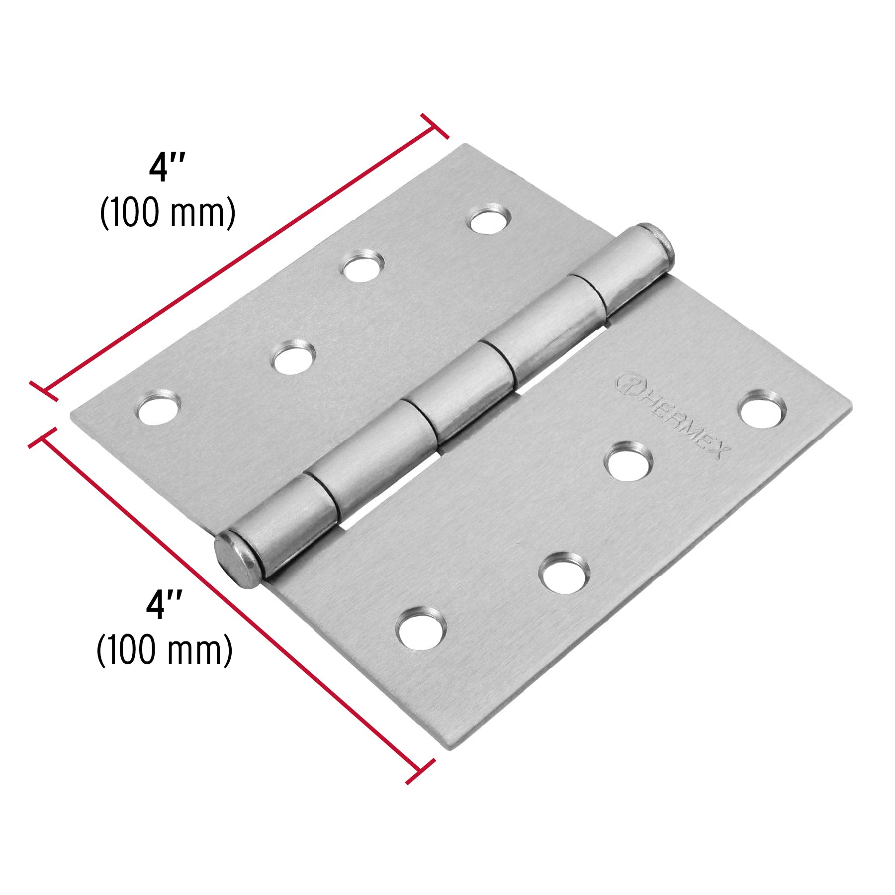 Bisagra Cuadrada Cromo Mate Cabeza Plana Hermex 4"