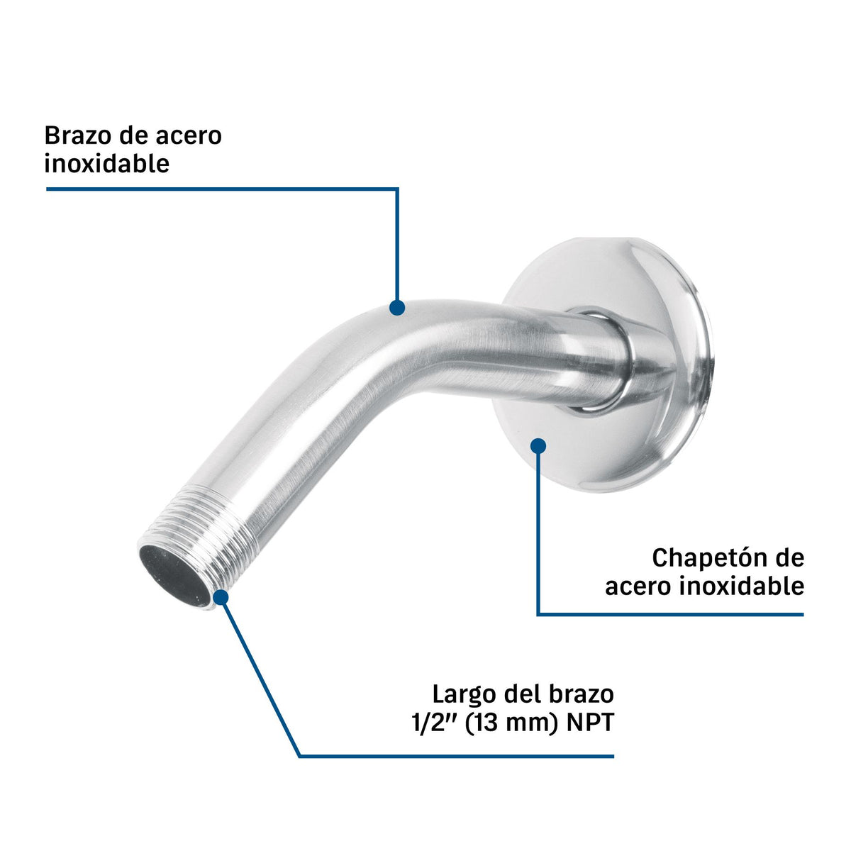Brazo y Chapeton para Regadera Blister FOSET BASIC Cromo