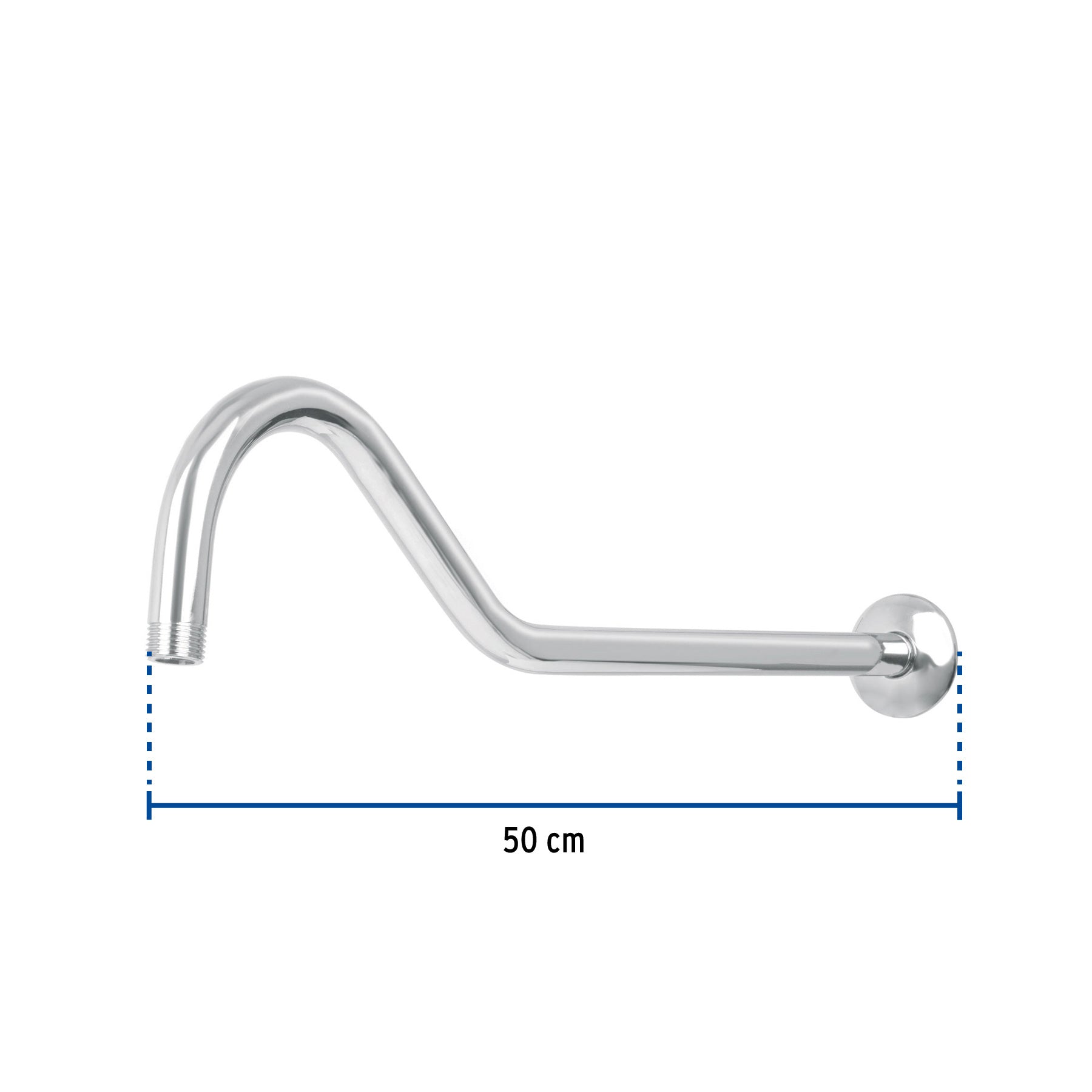 Brazo Cromado Tipo Gancho con Chapeton para Regadera 50 cm Foset