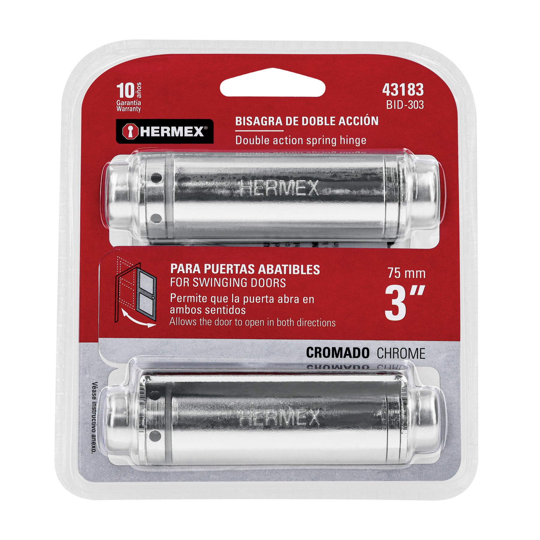 Bisagra Doble Accion 3" Acero Cromado Hermex