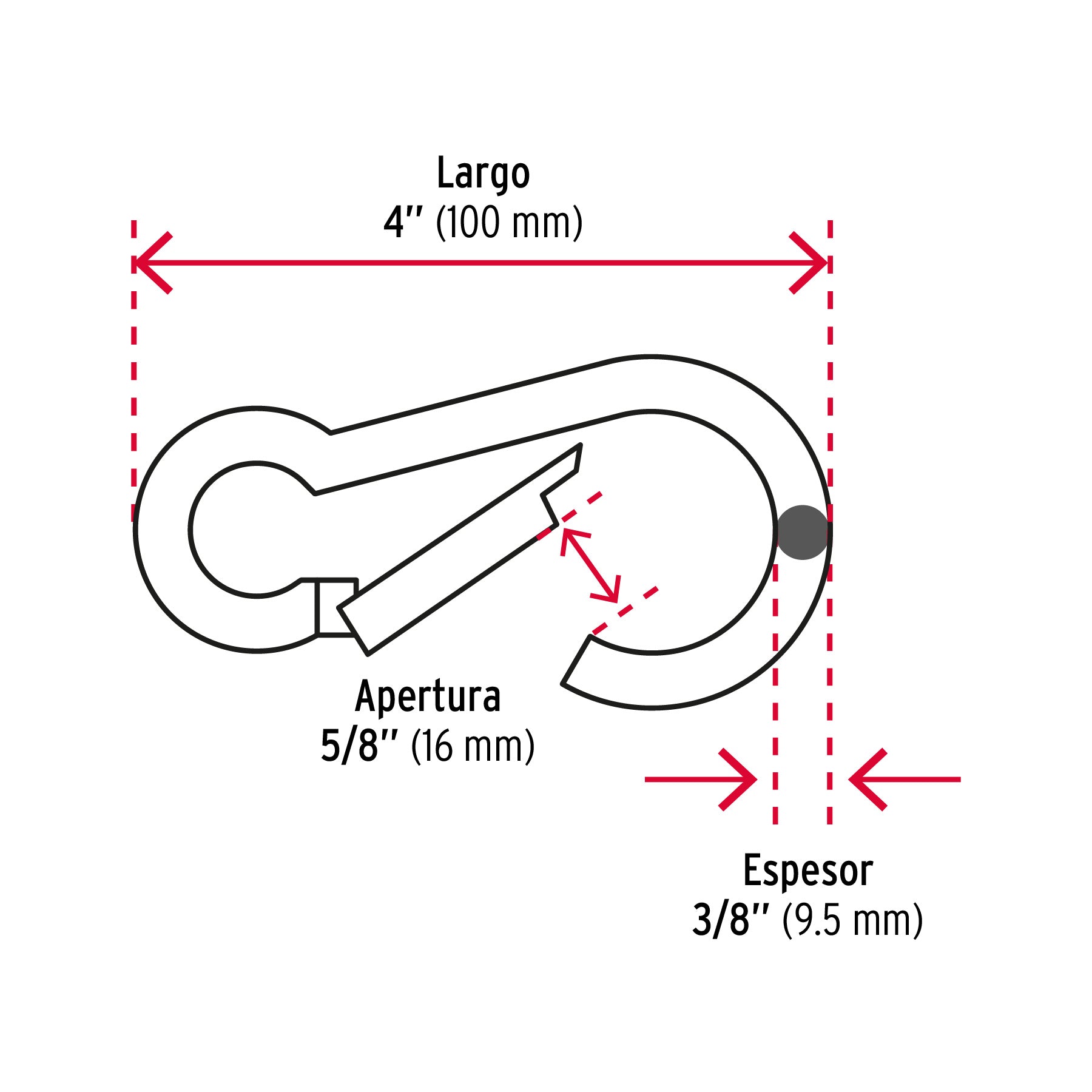 Bandola Mosqueton de Acero Fiero 3/8" (9.5 mm)