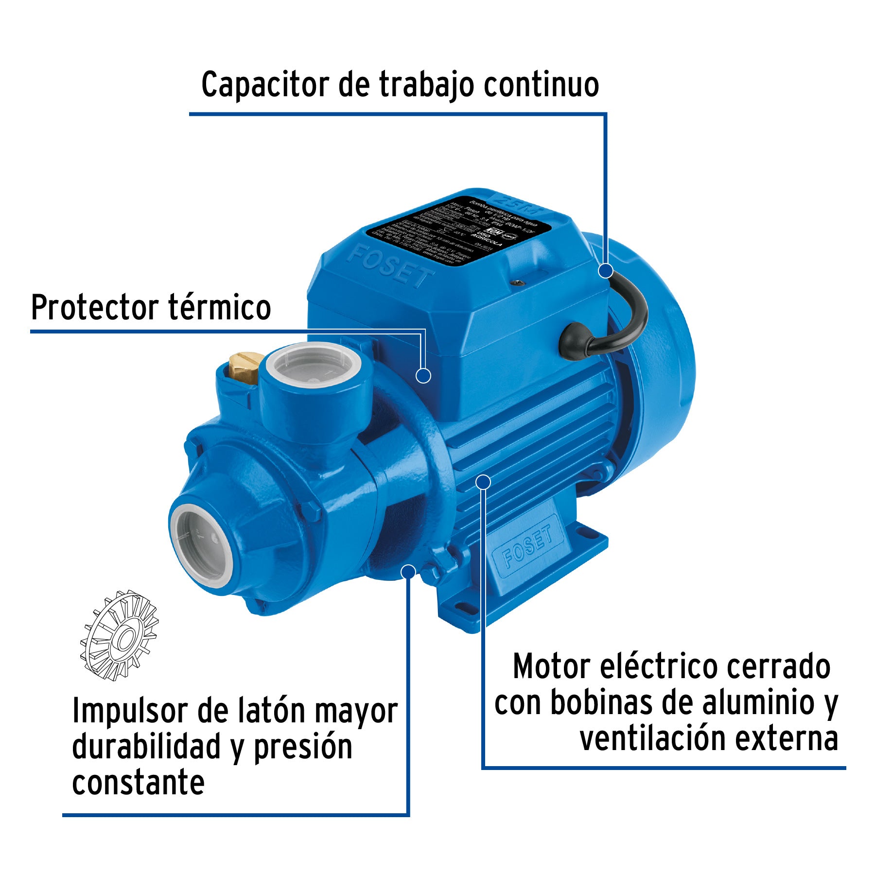Bomba Periferica 1/2 HP Altura Maxima 25 m Foset