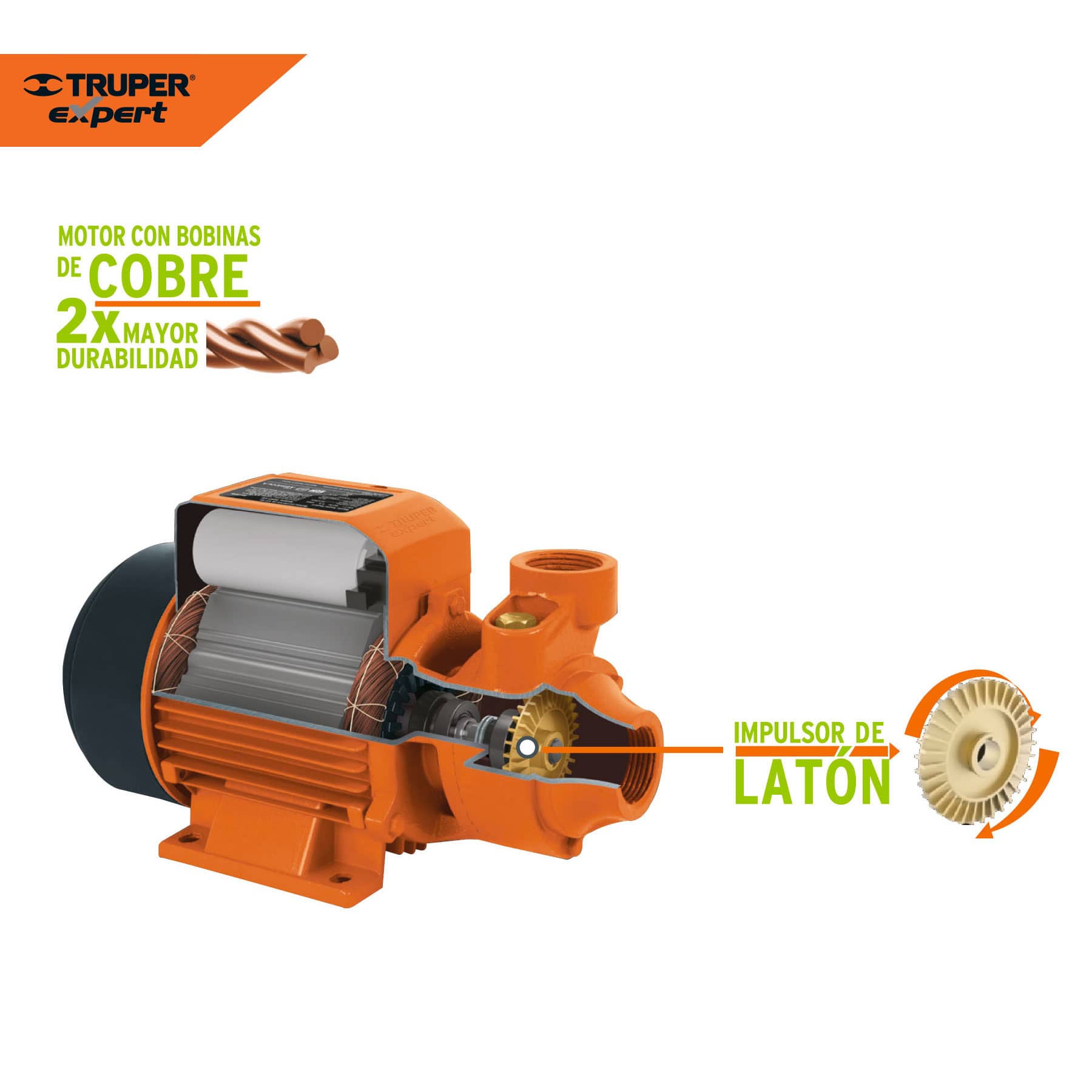 Bomba Periferica 1/2 HP Altura Maxima 45 m Truper Expert