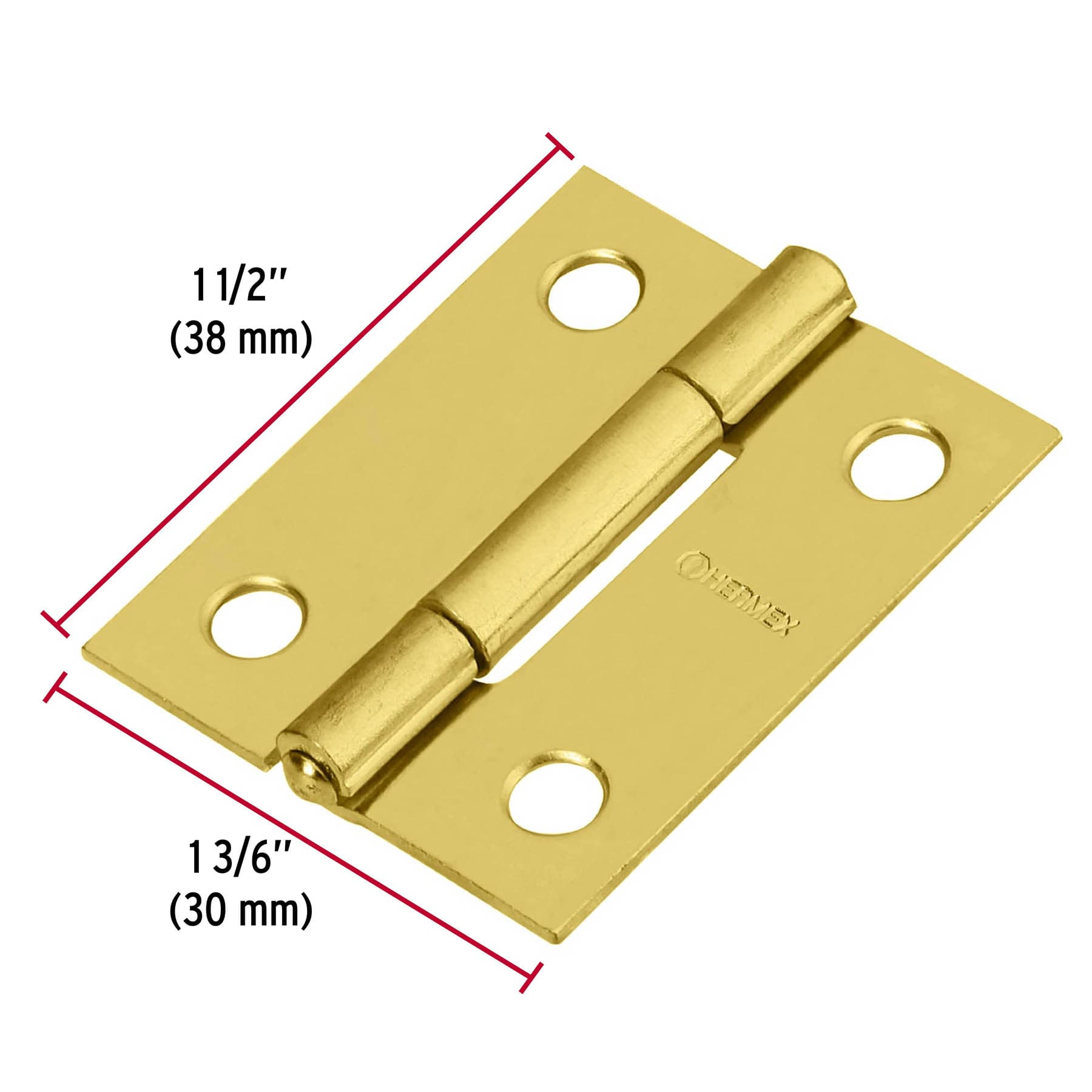 Bisagra Rectangular HERMEX Acero Latonado 1"1/2 X 1"3/16