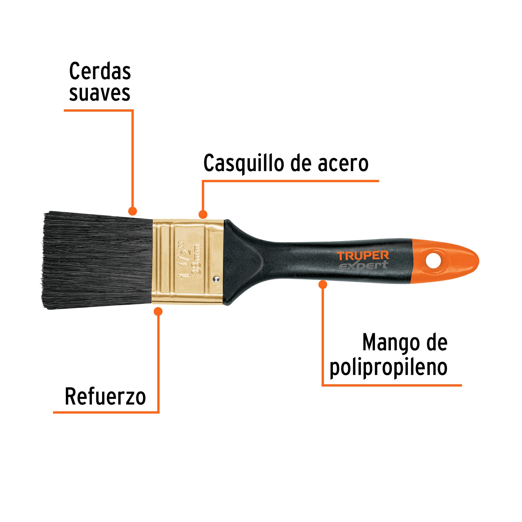 Brocha Profesional Mango de Plastico Truper 38 mm (1"1/2)