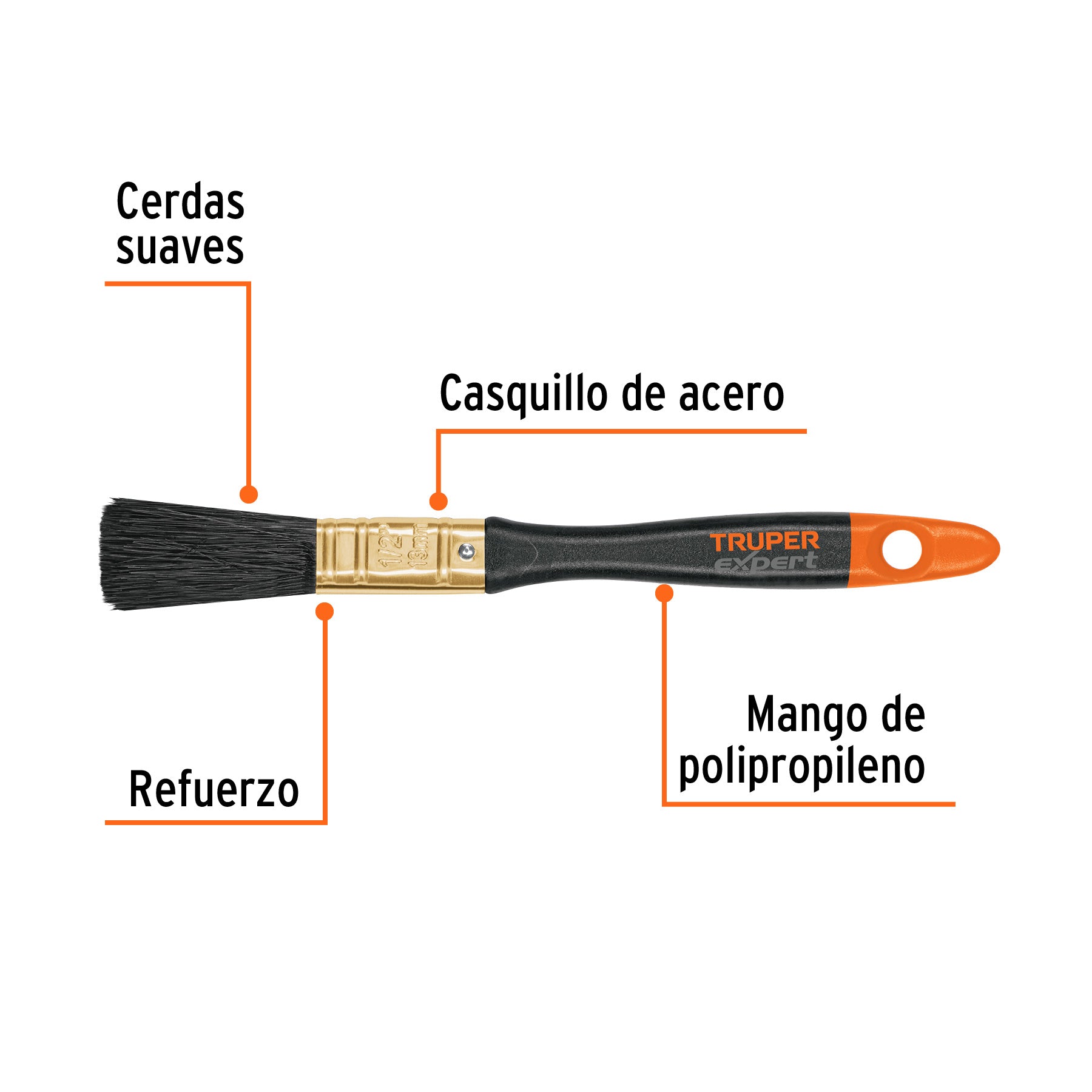Brocha Profesional Mango de Plastico Truper 13 mm (1/2")