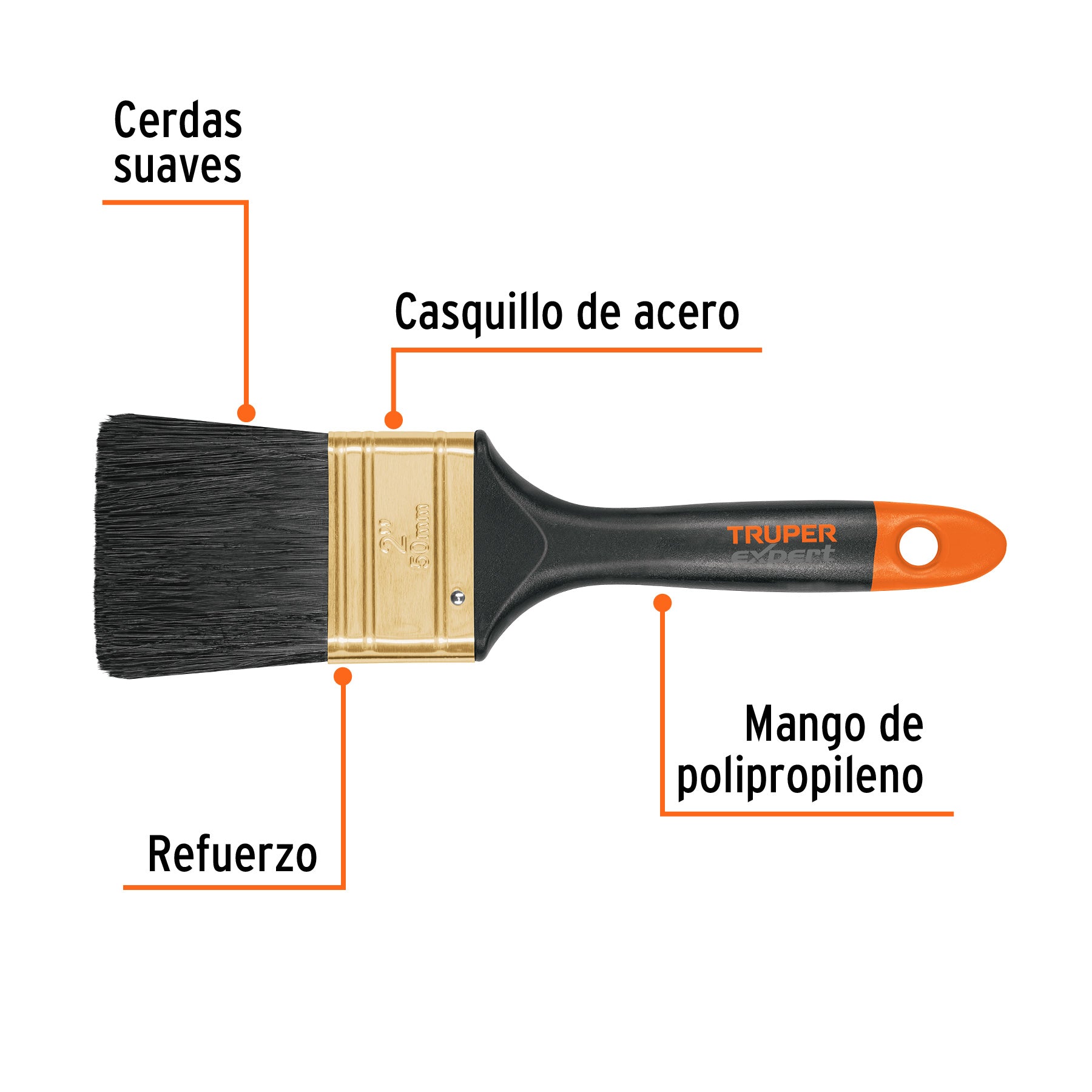 Brocha Profesional Mango de Plastico Truper 50 mm (2")