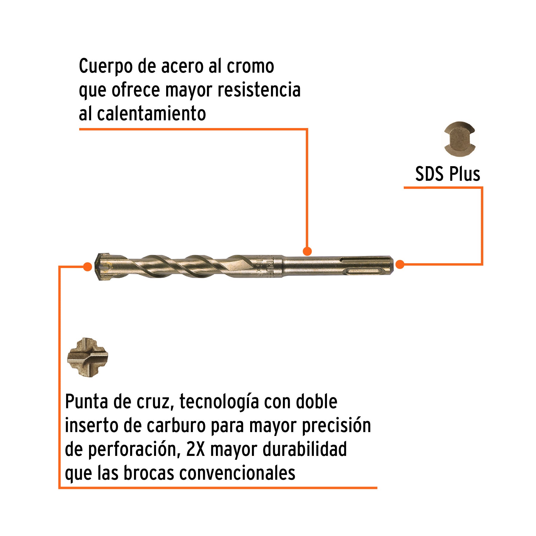 Broca para Concreto SDS Plus Truper 9/16" X 6"