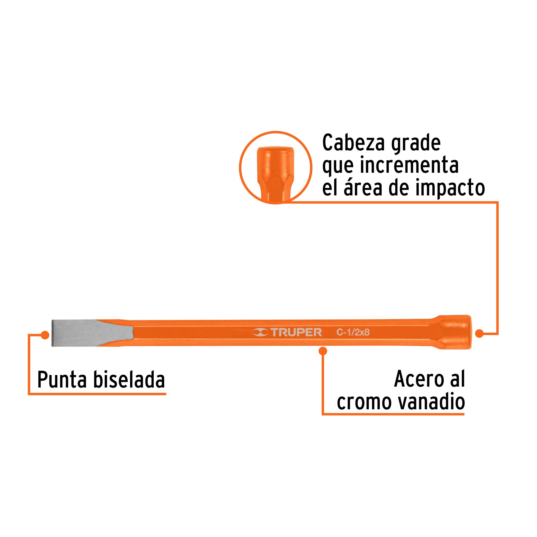 Cincel de Corte Frio Truper 1/2" x 8"