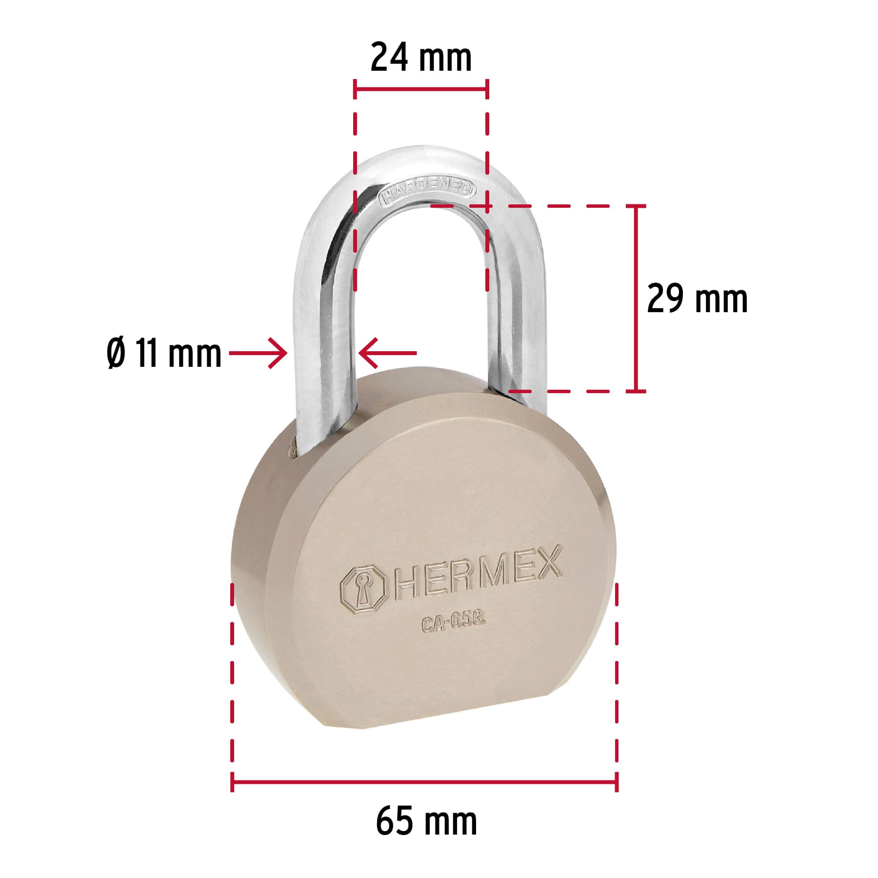 Candado Redondo 65 mm Maxima Seguridad Llave de Puntos Hermex Gancho Corto