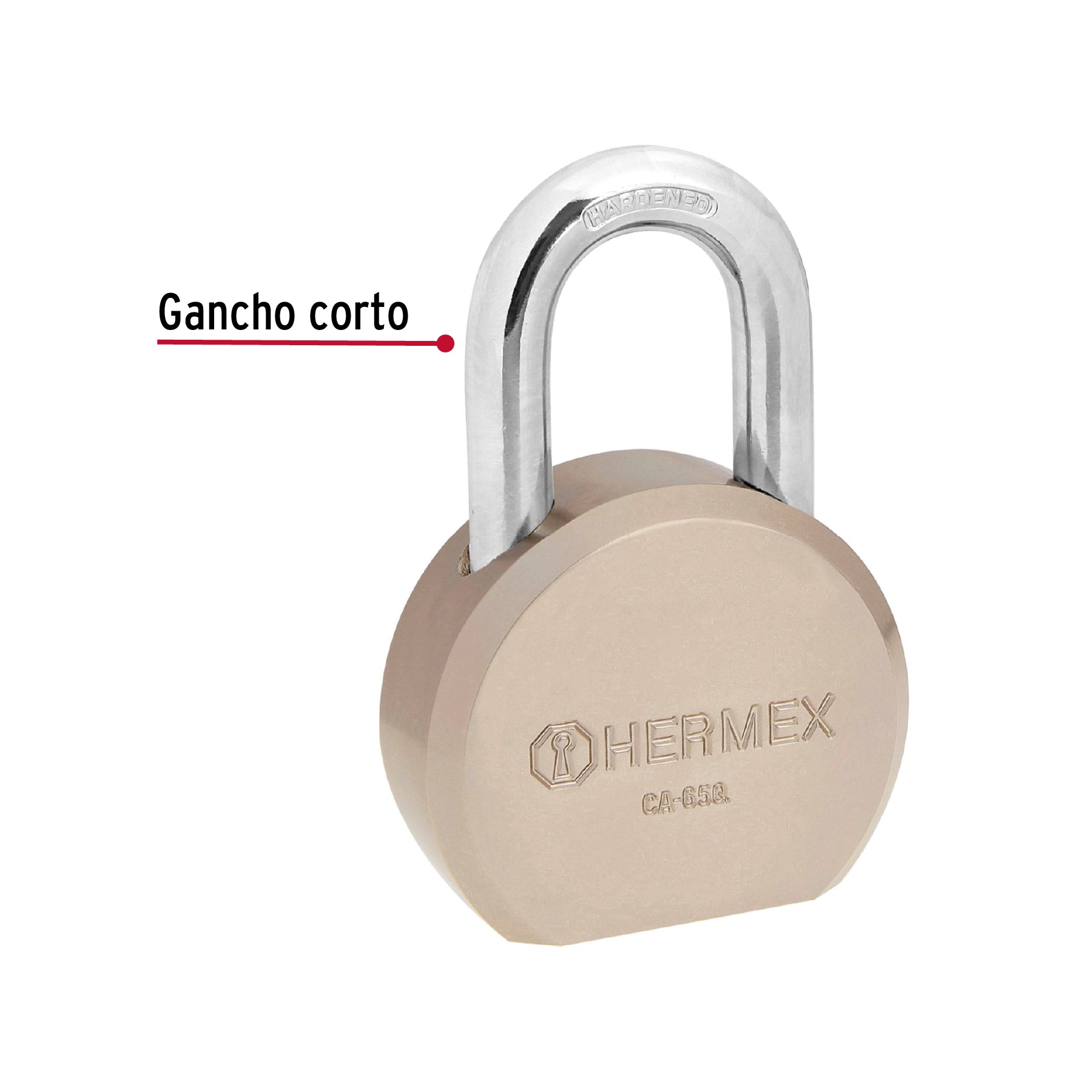 Candado Redondo 65 mm Maxima Seguridad Llave de Puntos Hermex Gancho Corto