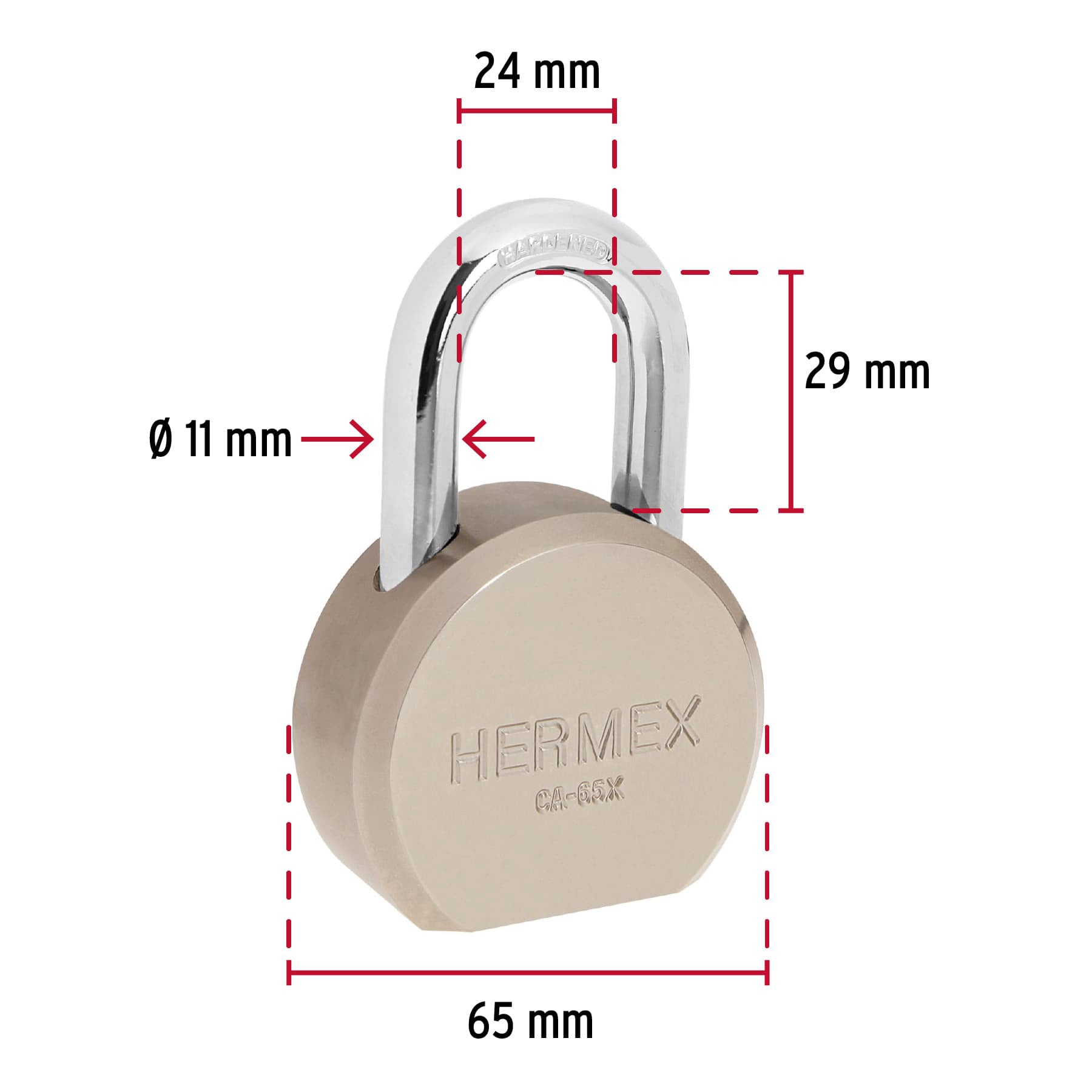 Candado Redondo 65 mm Maxima Seguridad Llave Tetra Hermex Gancho Corto