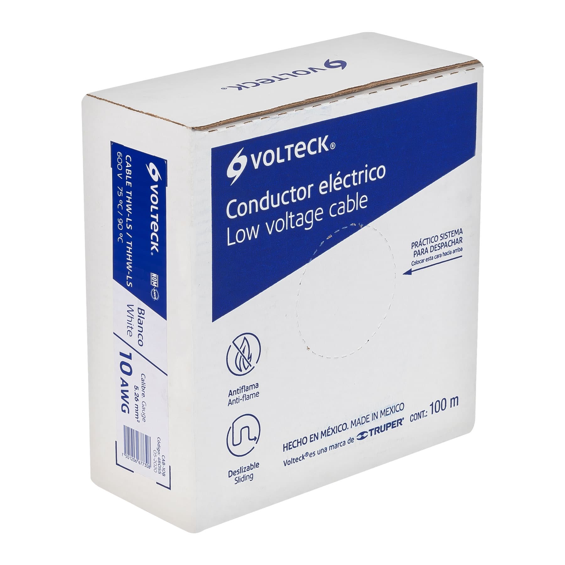Cable THHW-LS 10 AWG Volteck Blanco Rollo 100 Metros