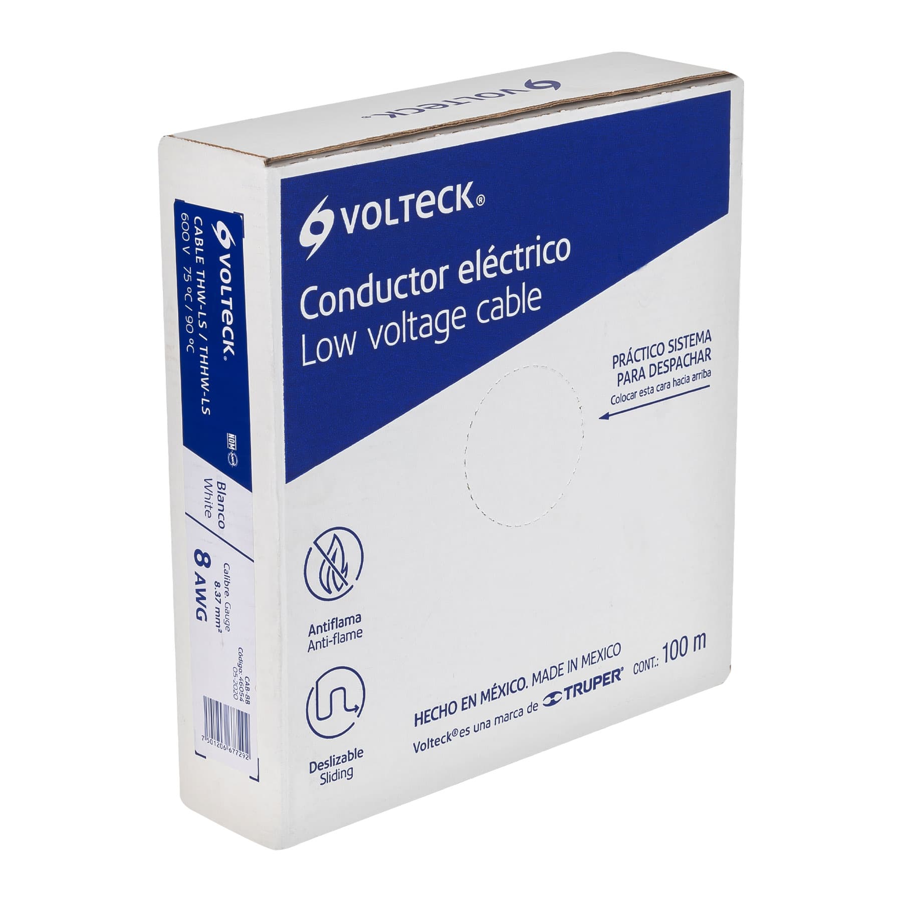 Cable THHW-LS 8 AWG Volteck Blanco Rollo 100 Metros
