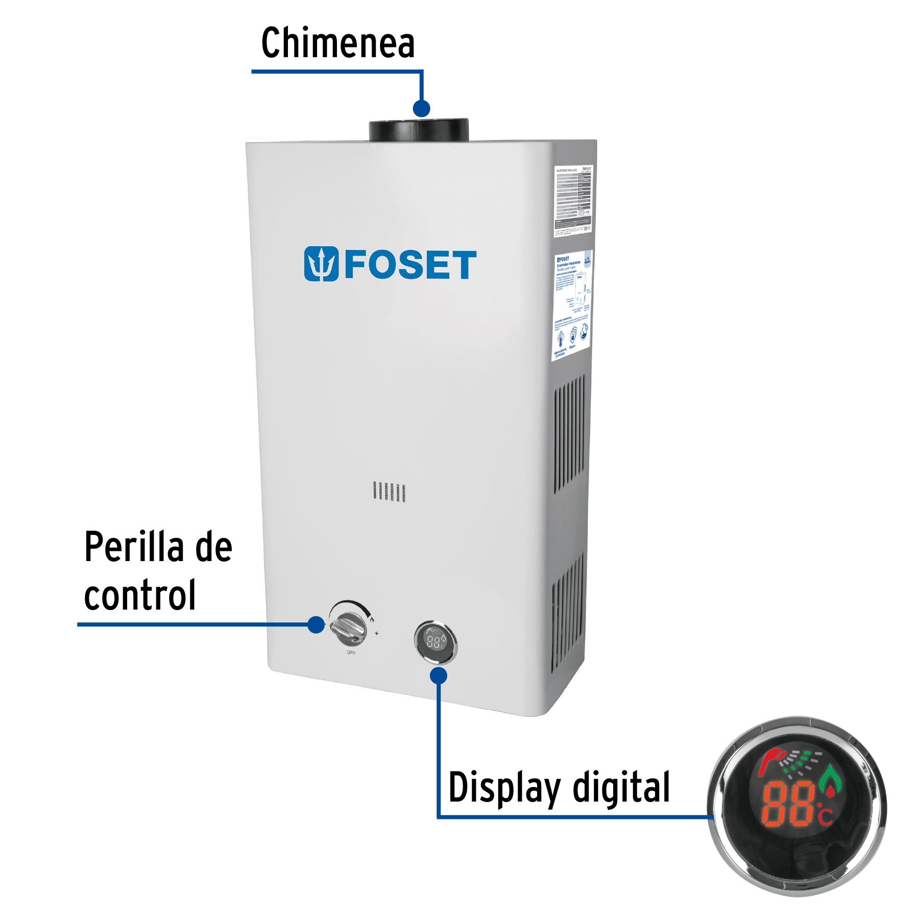 Calentador Instantaneo 13 Litros 3 Servicios Foset Gas Natural