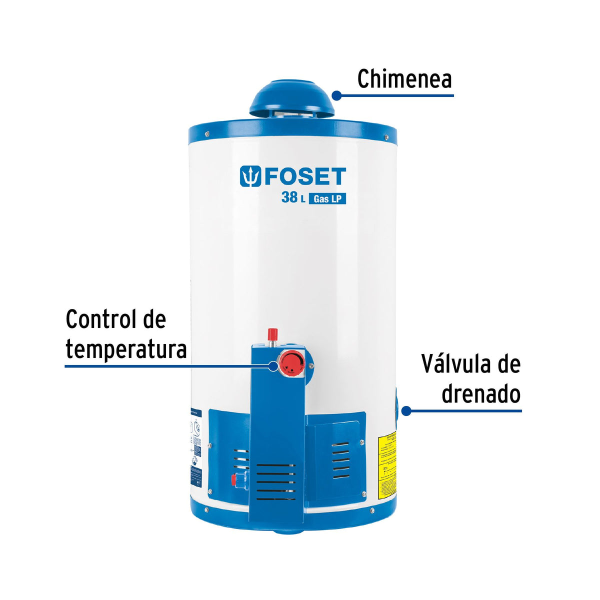 Calentador de Deposito 1 Servicio 38 Litros FOSET GAS LP