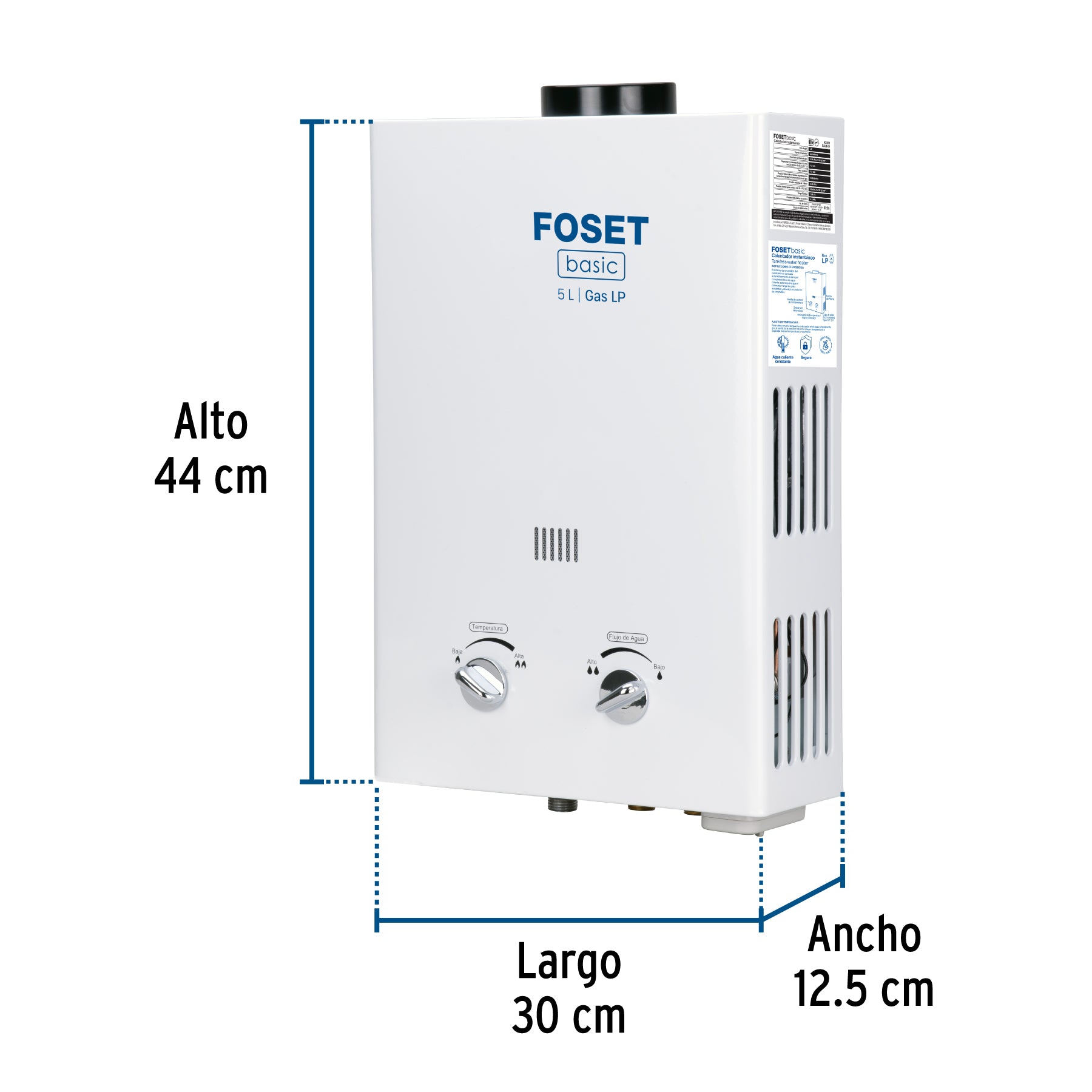 Calentador Instantaneo 5 Litros 1 Servicio Foset Basic Gas LP