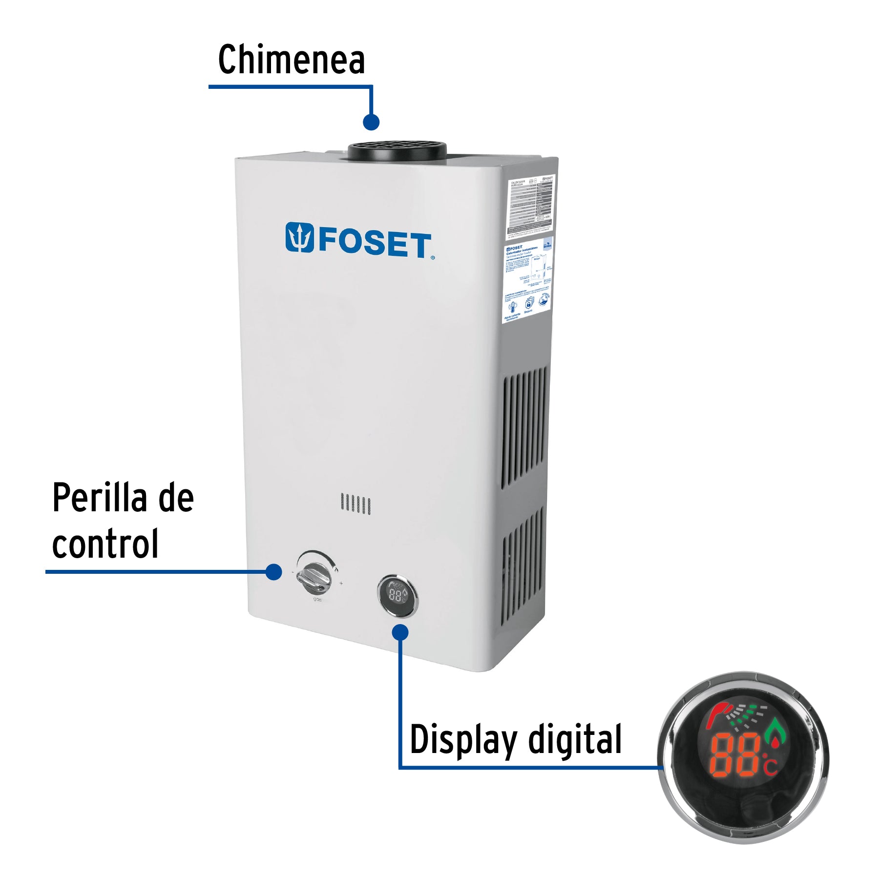 Calentador Instantaneo 6 Litros 1 Servicio Foset Gas Natural